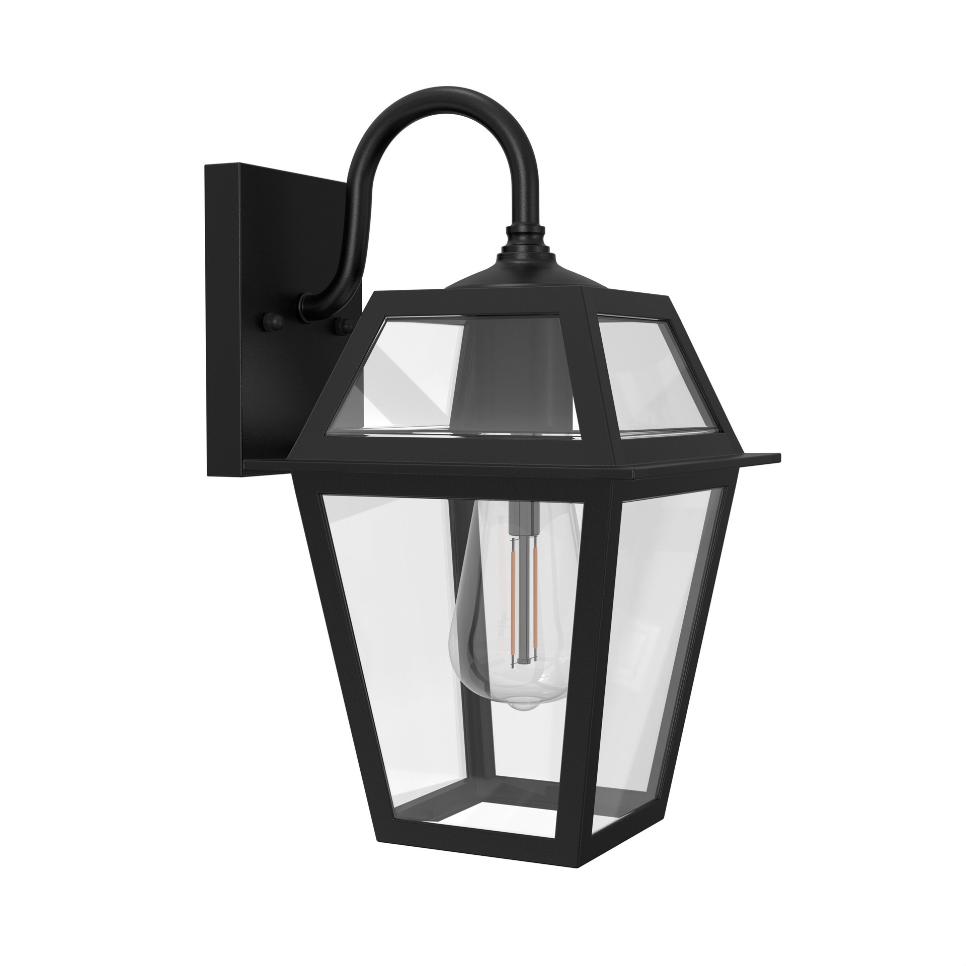 slide 2 of 6, allen + roth Belasco 1 -Light 12.06-in H Black Hardwired Outdoor Wall Light, 1 ct