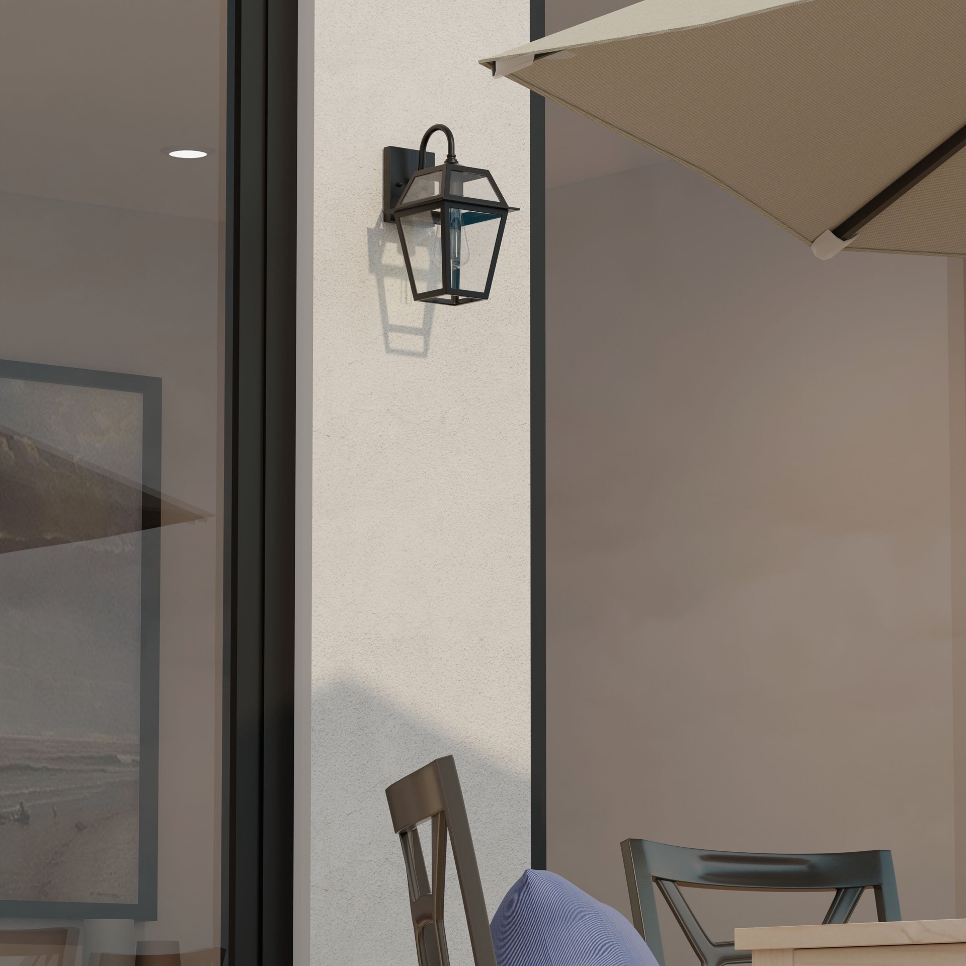 slide 5 of 6, allen + roth Belasco 1 -Light 12.06-in H Black Hardwired Outdoor Wall Light, 1 ct