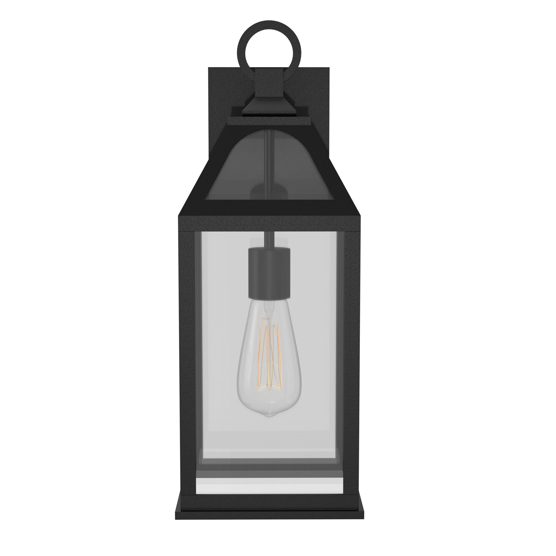 slide 4 of 6, allen + roth Cogburn 1 -Light 16.25-in H Black Hardwired Outdoor Wall Light, 1 ct