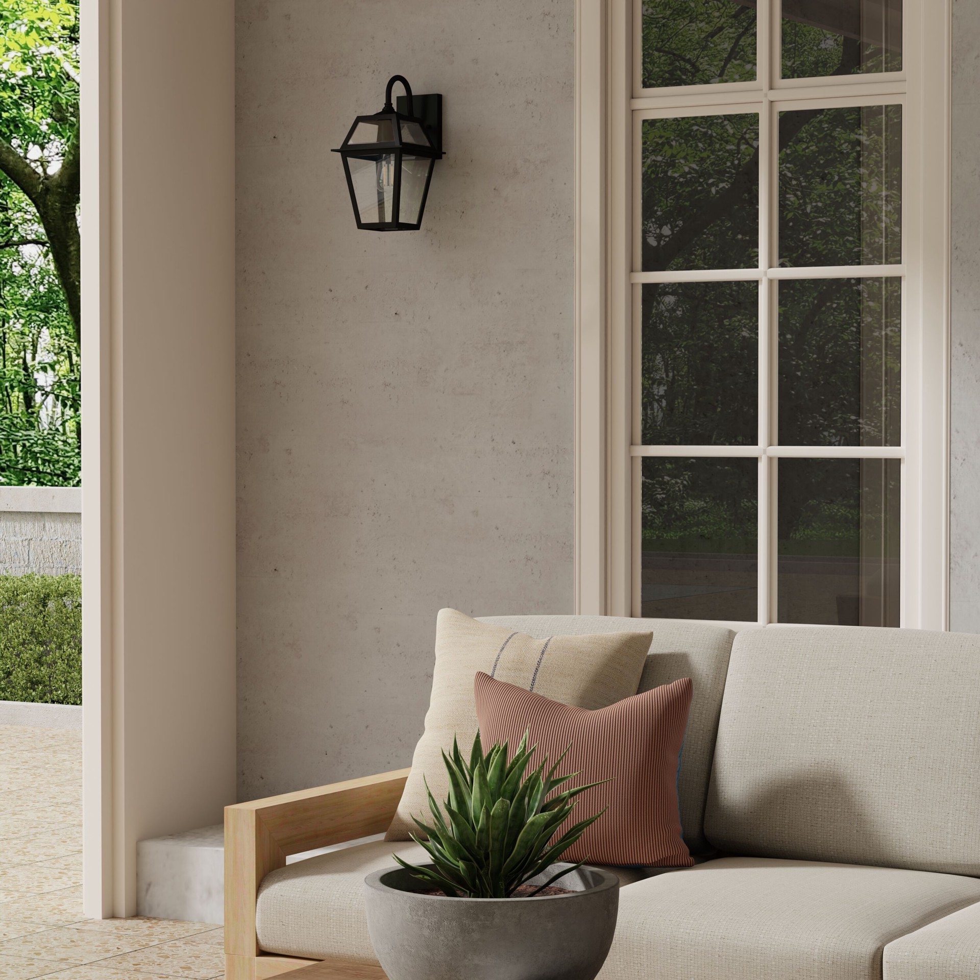 slide 4 of 6, allen + roth Belasco 1 -Light 15-in H Black Hardwired Outdoor Wall Light, 1 ct