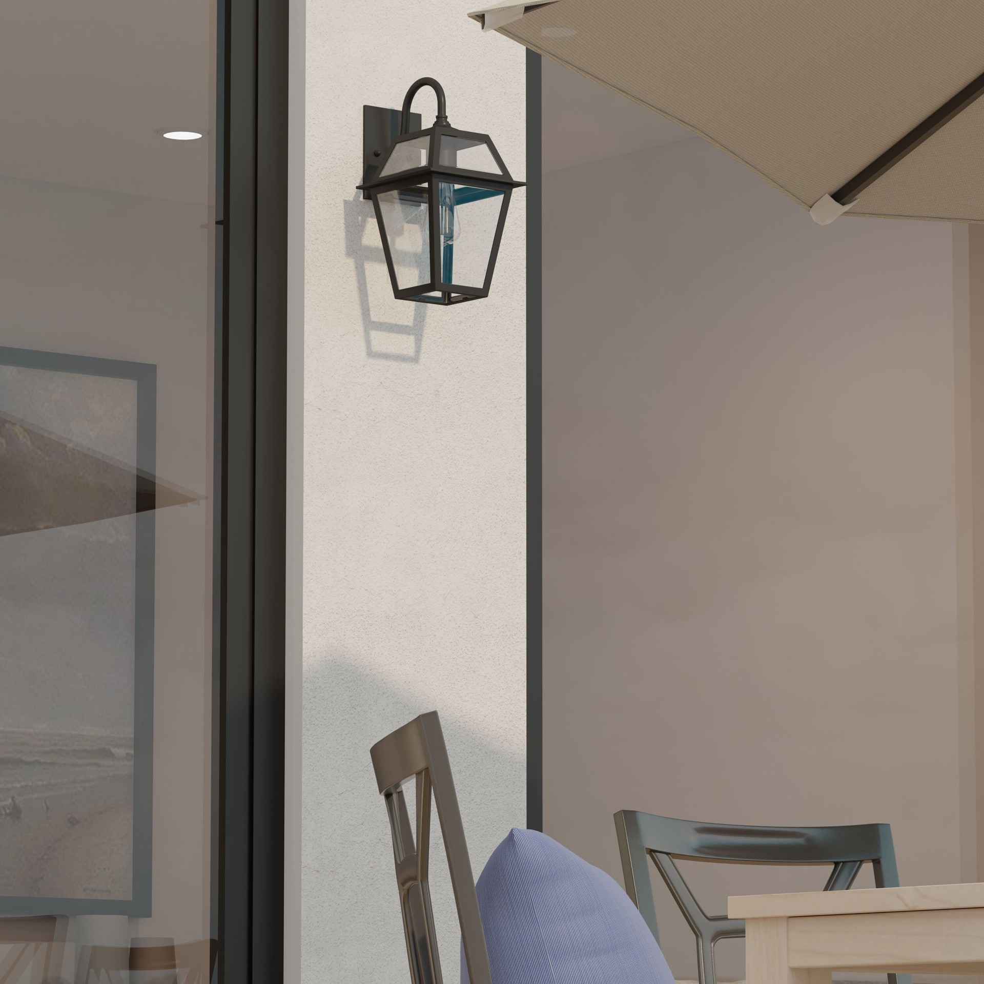 slide 5 of 6, allen + roth Belasco 1 -Light 15-in H Black Hardwired Outdoor Wall Light, 1 ct