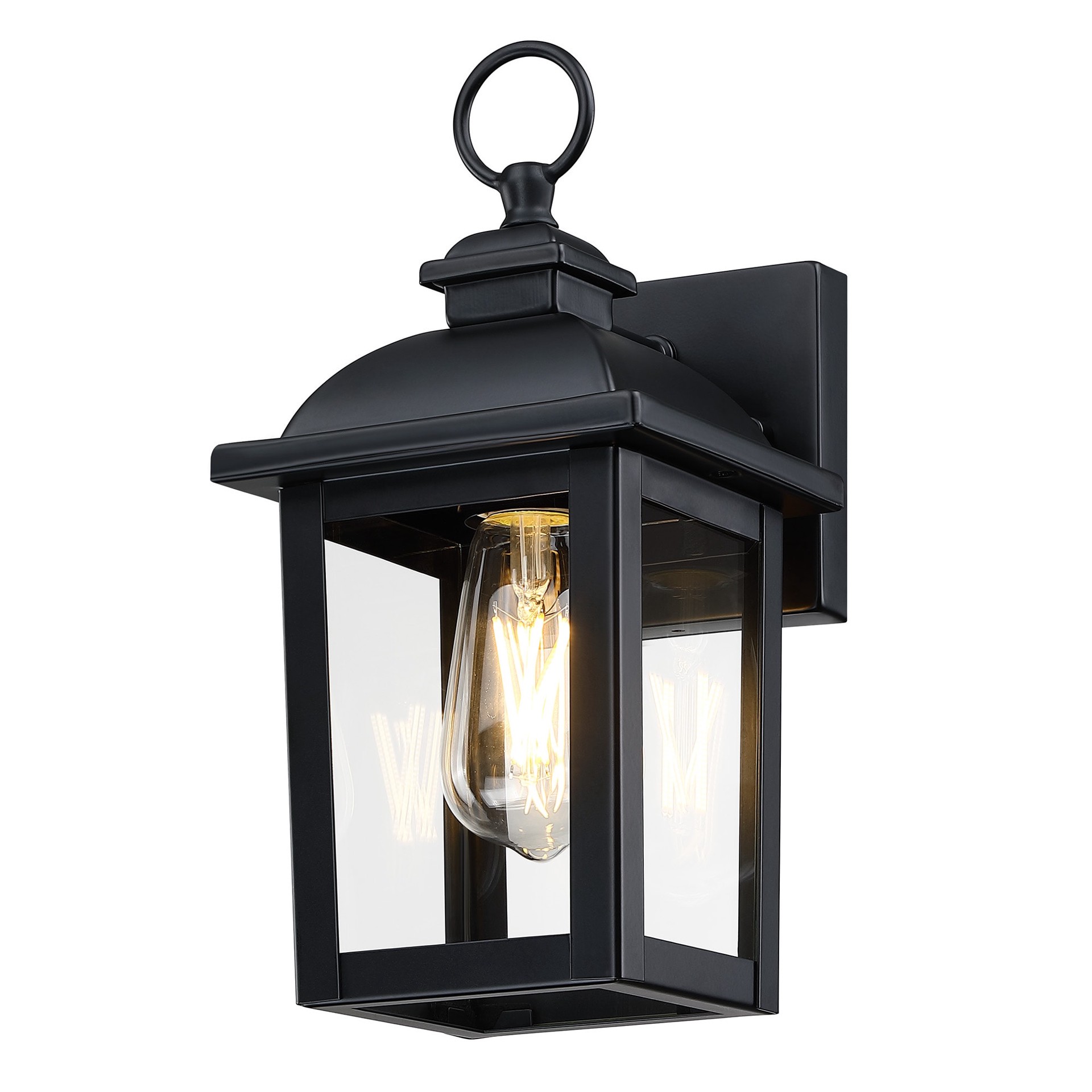 slide 5 of 6, allen + roth Belford 1 -Light 11.4-in H Matte Black Hardwired Outdoor Wall Light, 1 ct