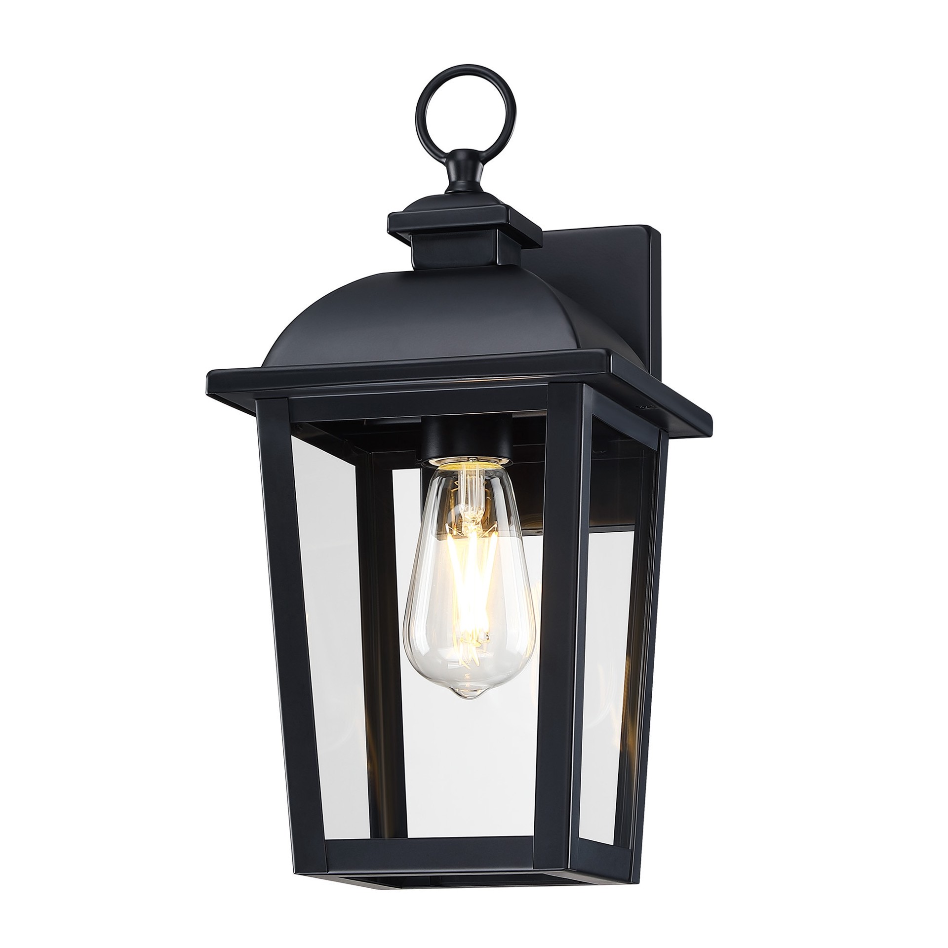 slide 3 of 6, allen + roth Belford 1 -Light 14.1-in H Matte Black Hardwired Outdoor Wall Light, 1 ct
