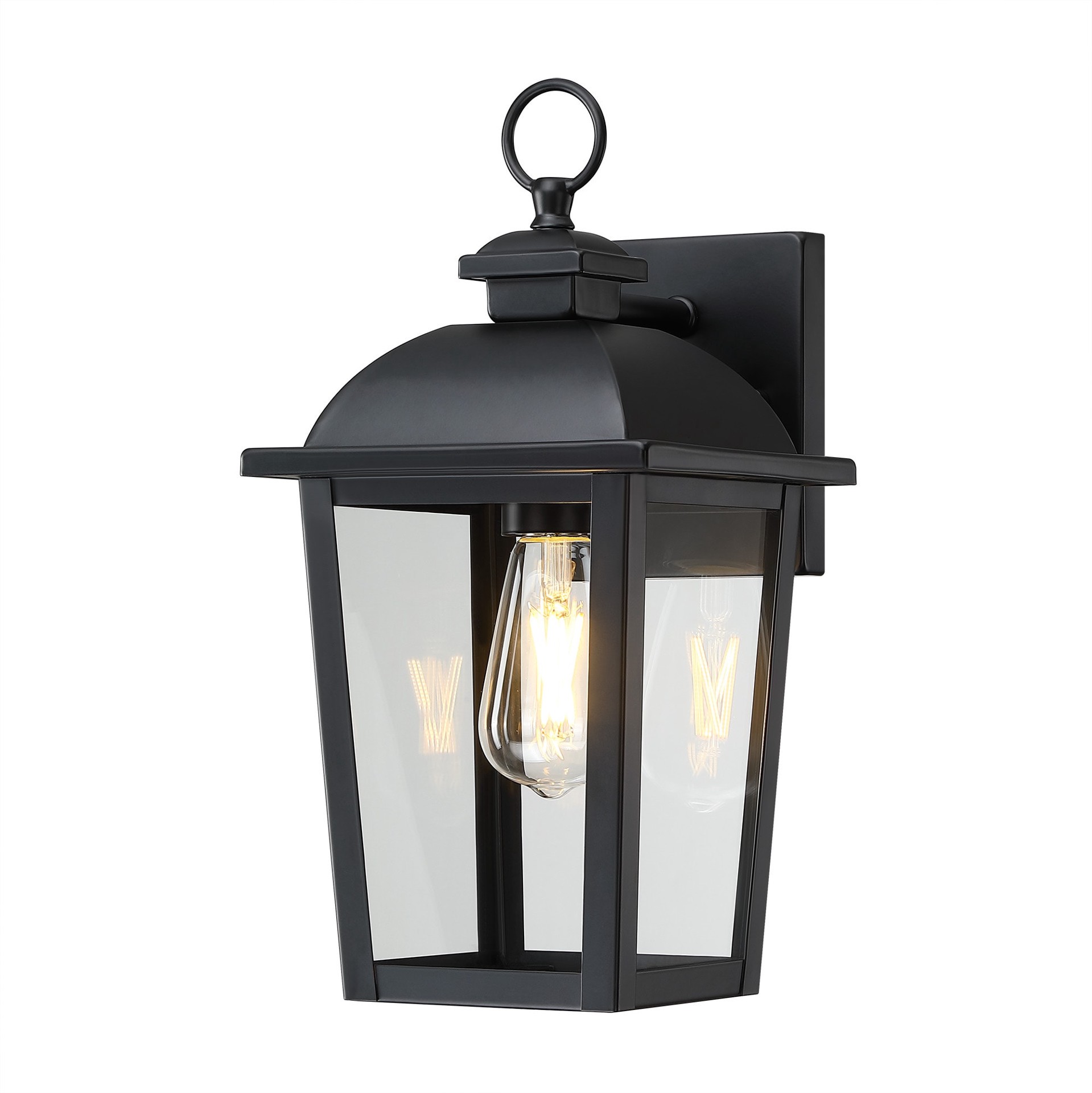 slide 5 of 6, allen + roth Belford 1 -Light 14.1-in H Matte Black Hardwired Outdoor Wall Light, 1 ct