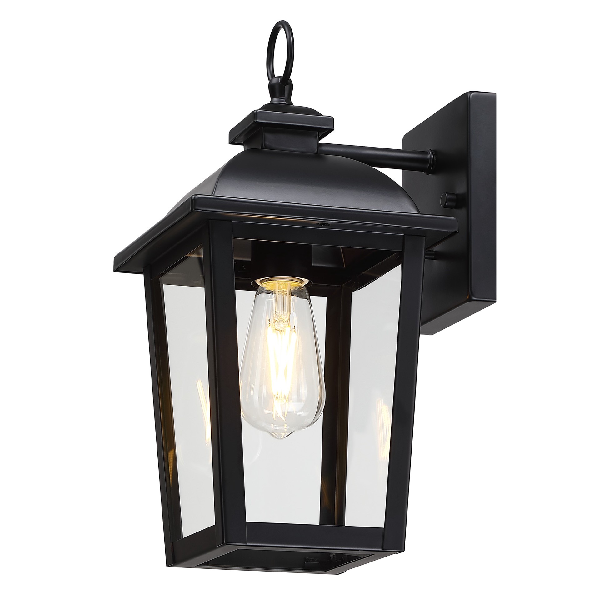 slide 6 of 6, allen + roth Belford 1 -Light 14.1-in H Matte Black Hardwired Outdoor Wall Light, 1 ct