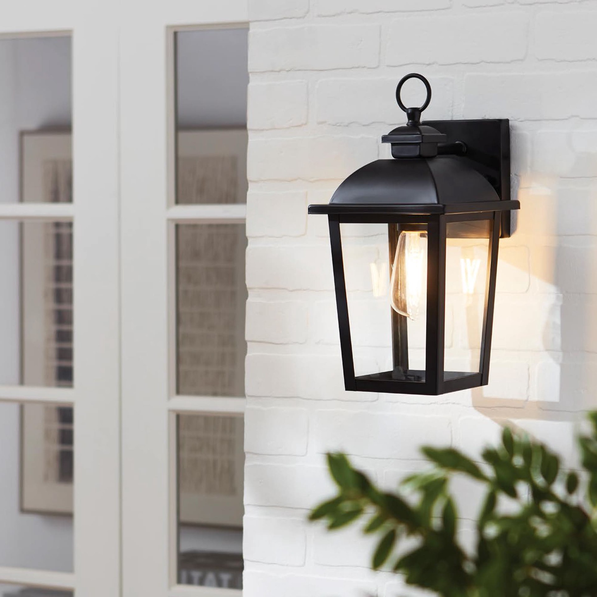 slide 1 of 6, allen + roth Belford 1 -Light 14.1-in H Matte Black Hardwired Outdoor Wall Light, 1 ct