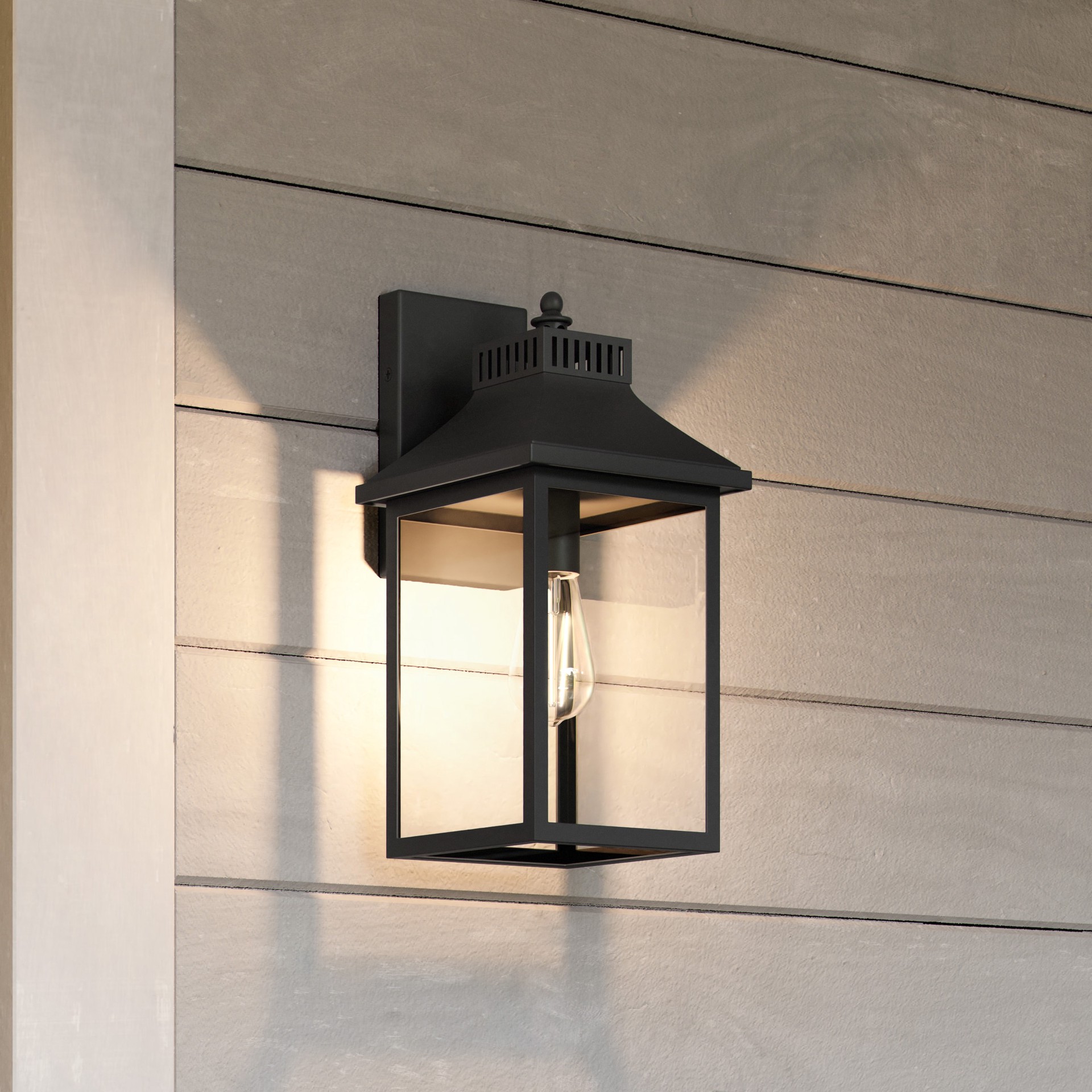 slide 1 of 6, Quoizel Laine 1 -Light 15.75-in H Matte Black Hardwired Outdoor Wall Light, 1 ct