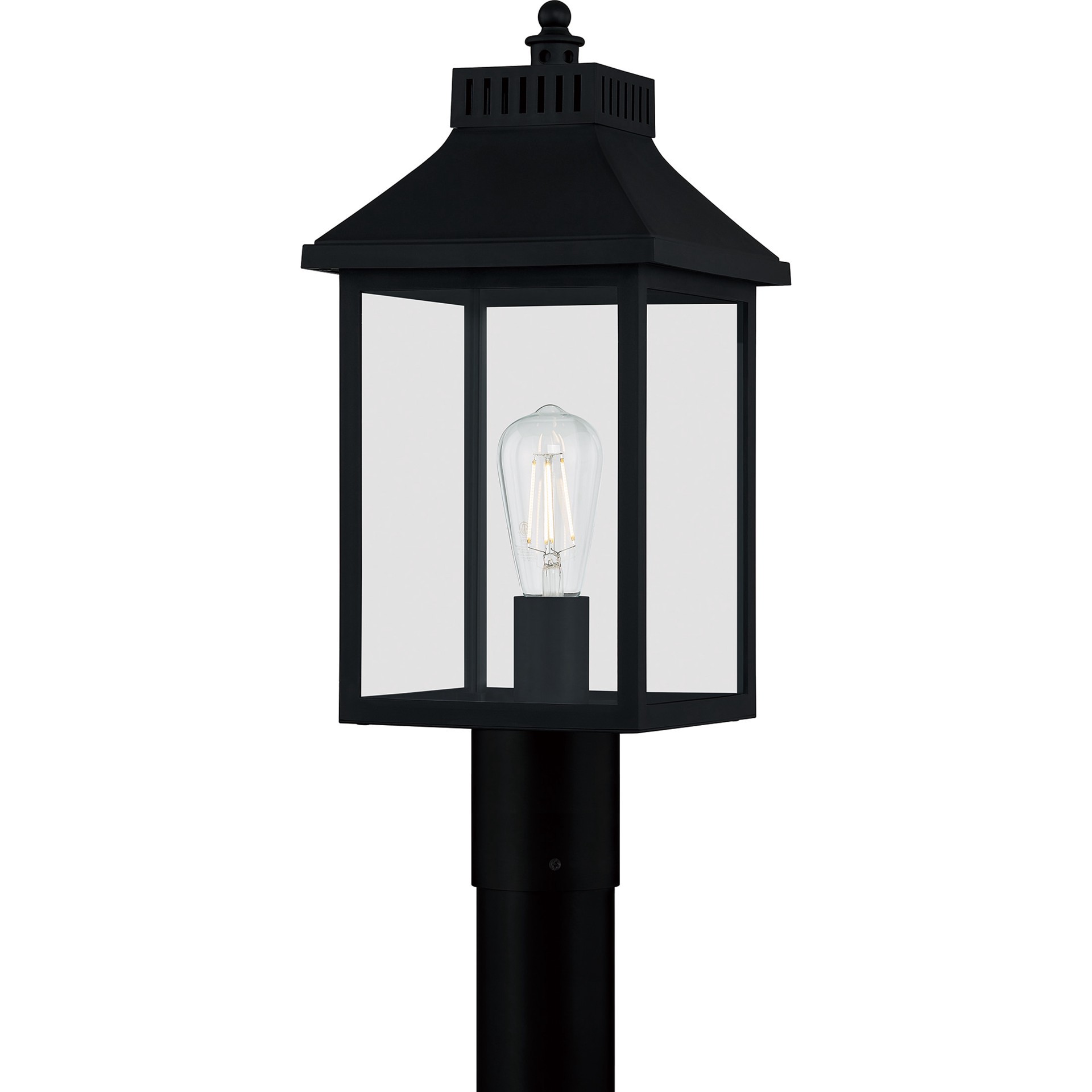 slide 2 of 6, Quoizel Laine 18.75-in Matte Black Traditional Outdoor Light post lantern, 1 ct