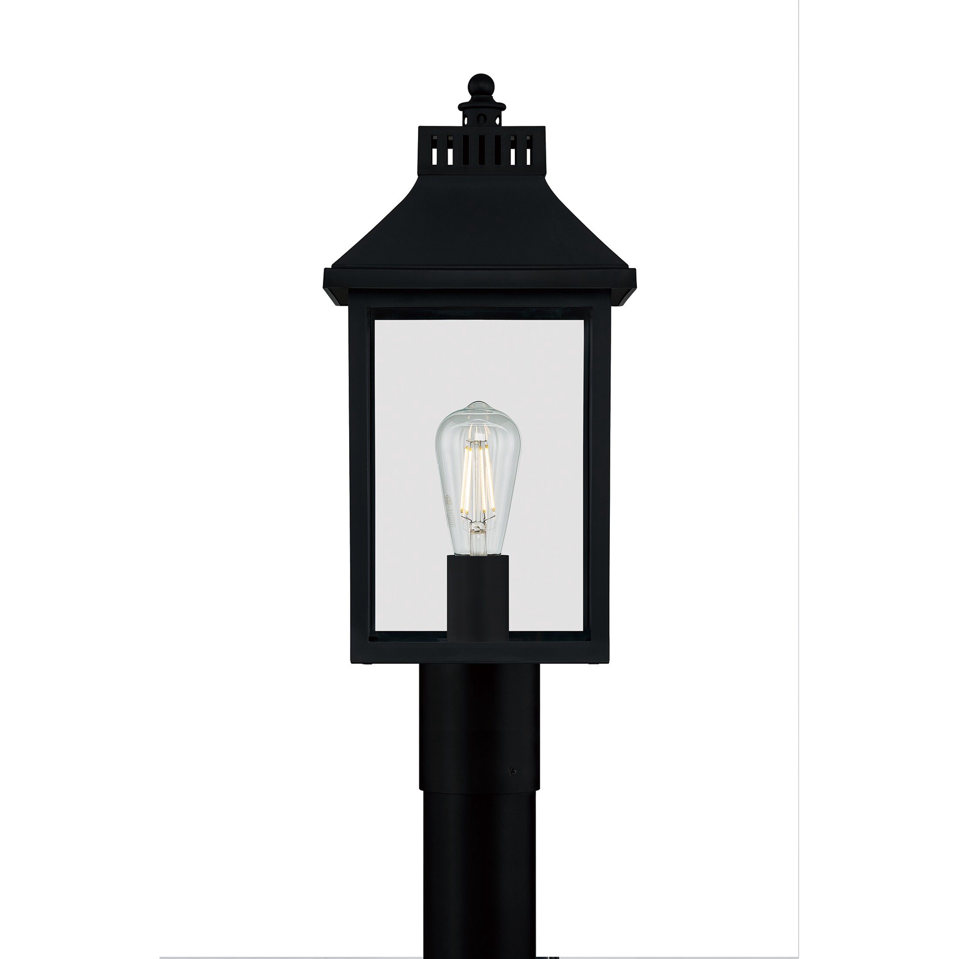 slide 6 of 6, Quoizel Laine 18.75-in Matte Black Traditional Outdoor Light post lantern, 1 ct