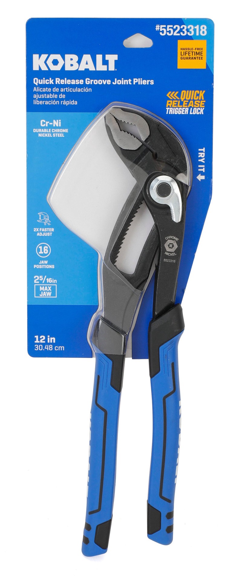 slide 2 of 5, Kobalt Quick Adjust 12-in Tongue and groove pliers, 1 ct