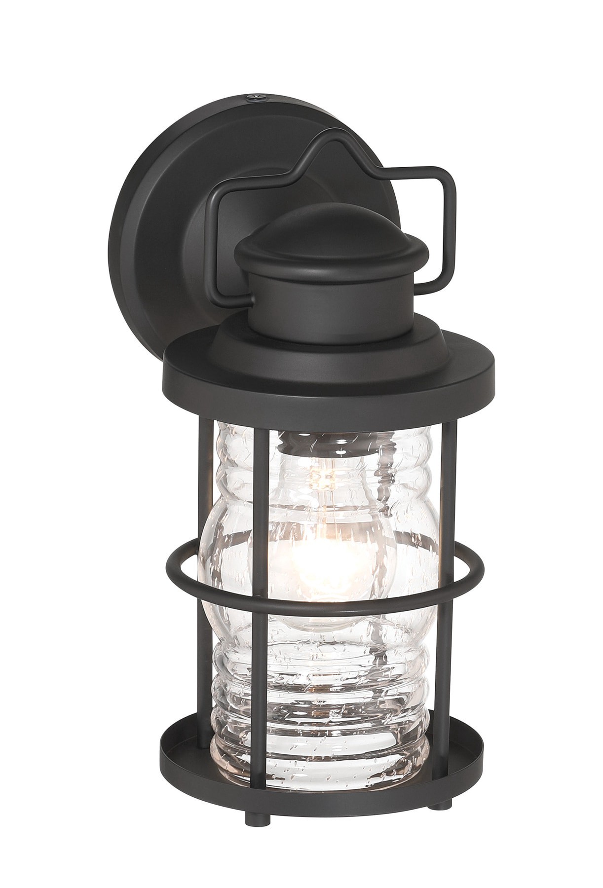 slide 3 of 6, allen + roth Kerner 1 -Light 10.5-in H Matte Black Hardwired Outdoor Wall Light, 1 ct