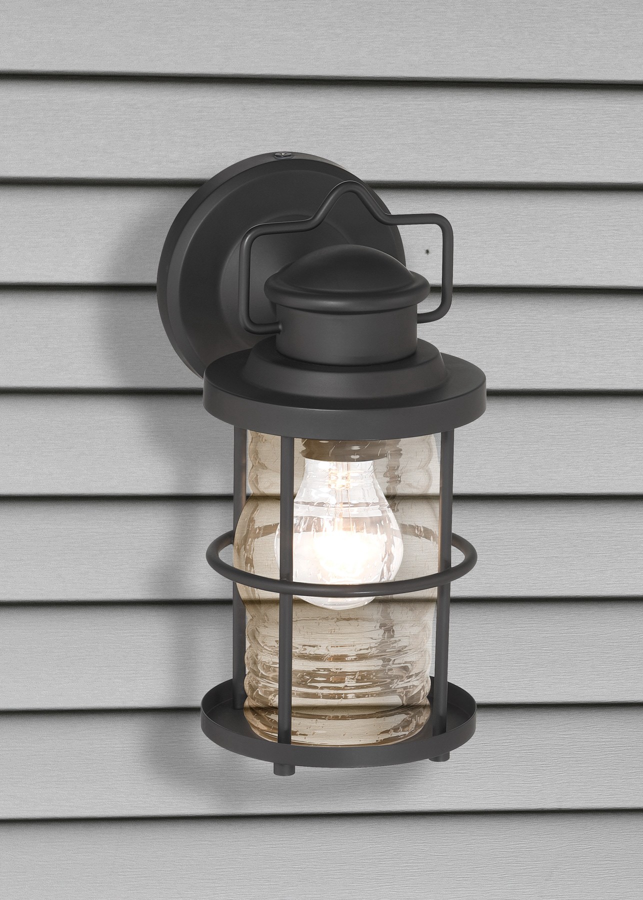 slide 1 of 6, allen + roth Kerner 1 -Light 10.5-in H Matte Black Hardwired Outdoor Wall Light, 1 ct