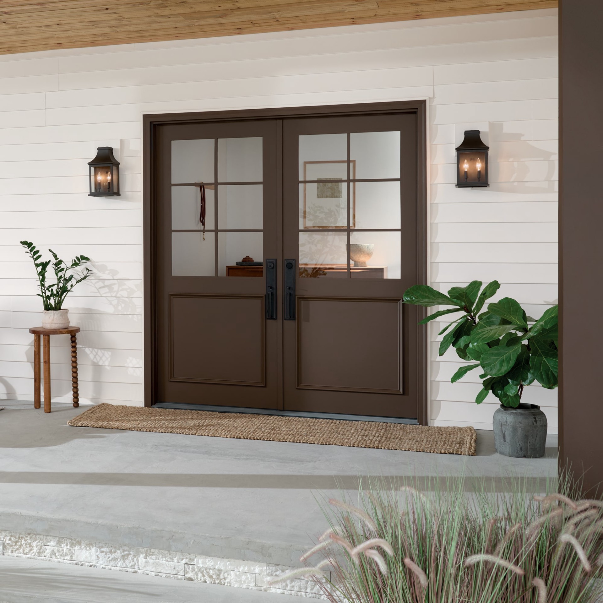 slide 3 of 6, allen + roth Umber 2 -Light 14-in H Antique Bronze Hardwired Outdoor Wall Light, 1 ct