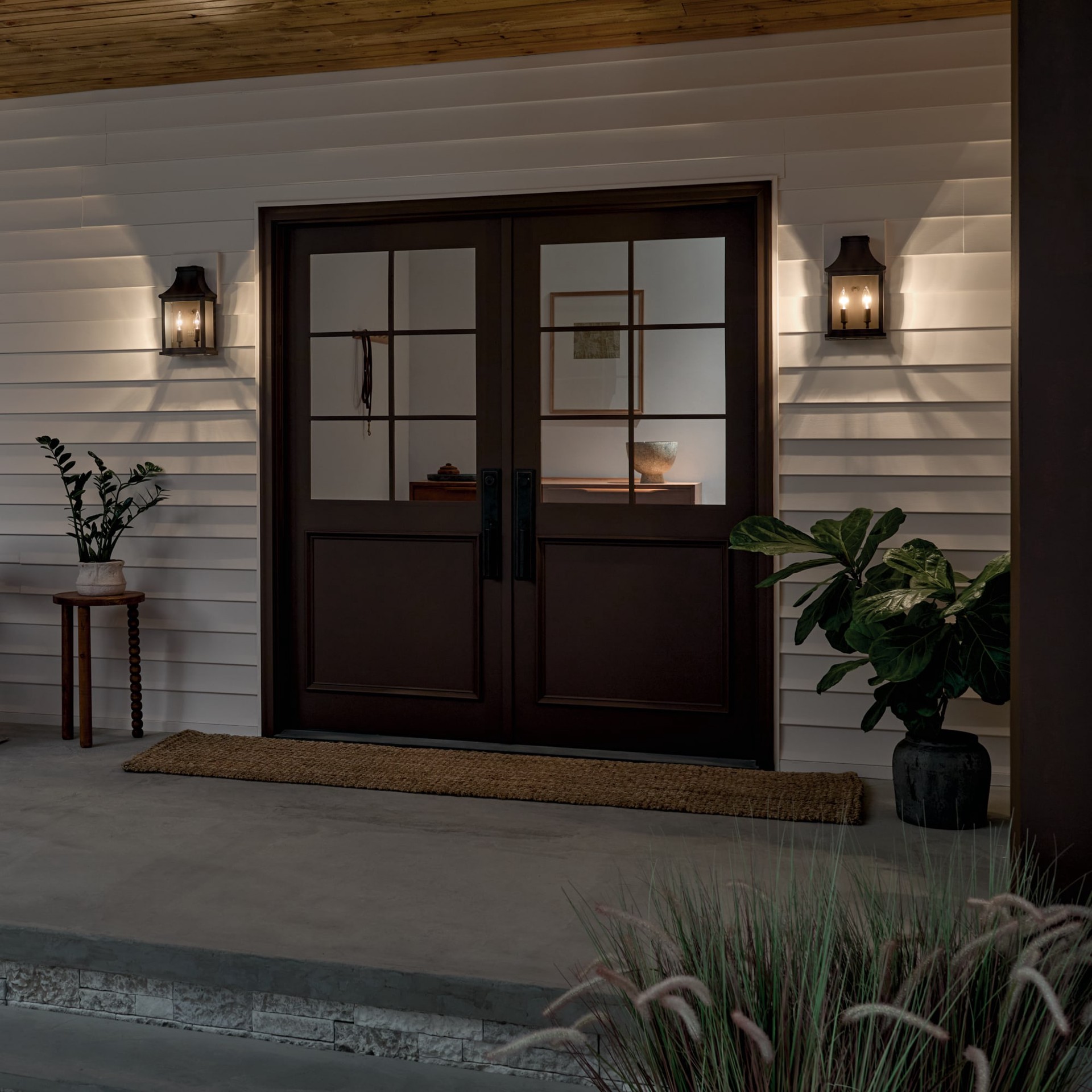 slide 4 of 6, allen + roth Umber 2 -Light 14-in H Antique Bronze Hardwired Outdoor Wall Light, 1 ct