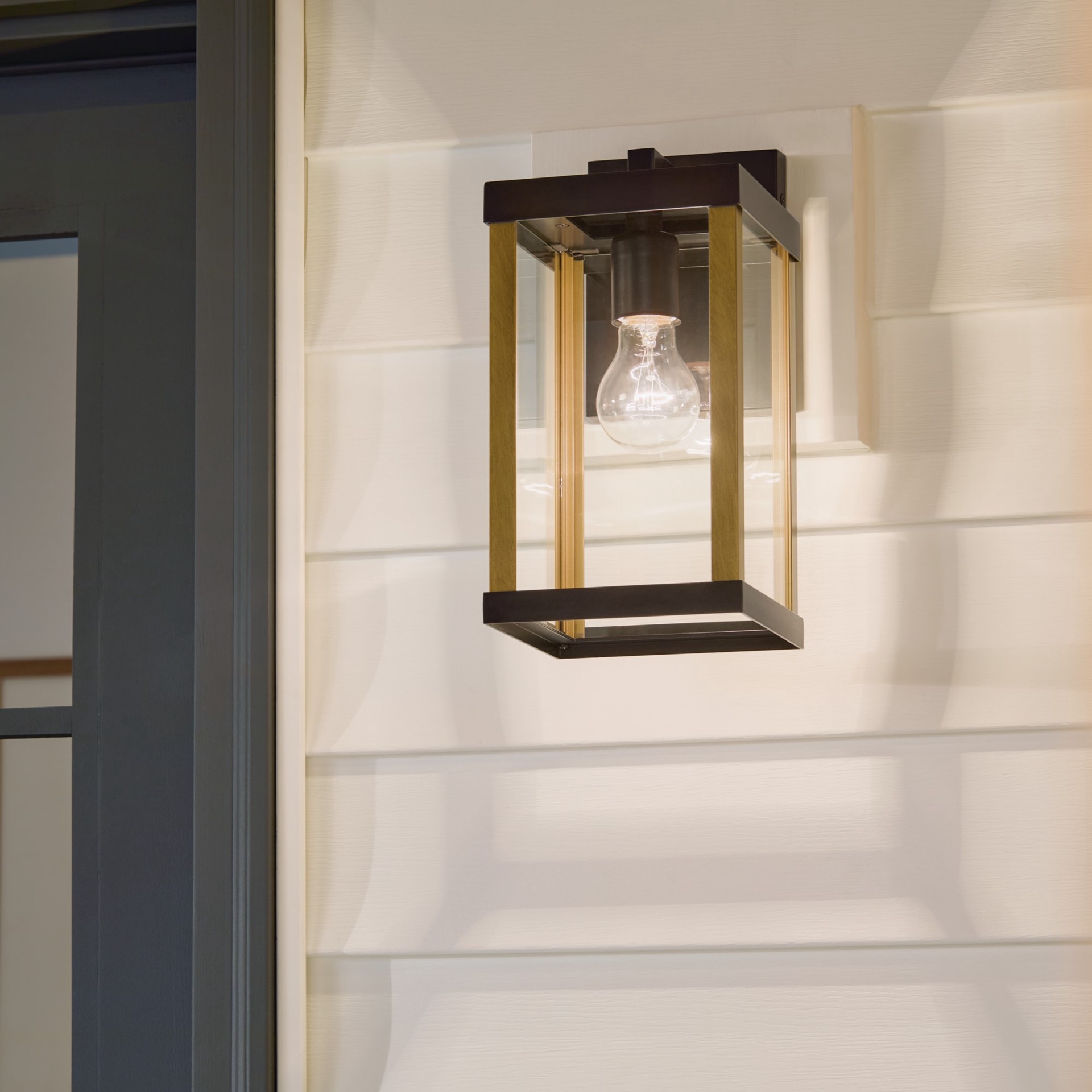 slide 1 of 6, allen + roth Coalmont 1 -Light 12-in H Black Hardwired Outdoor Wall Light, 1 ct