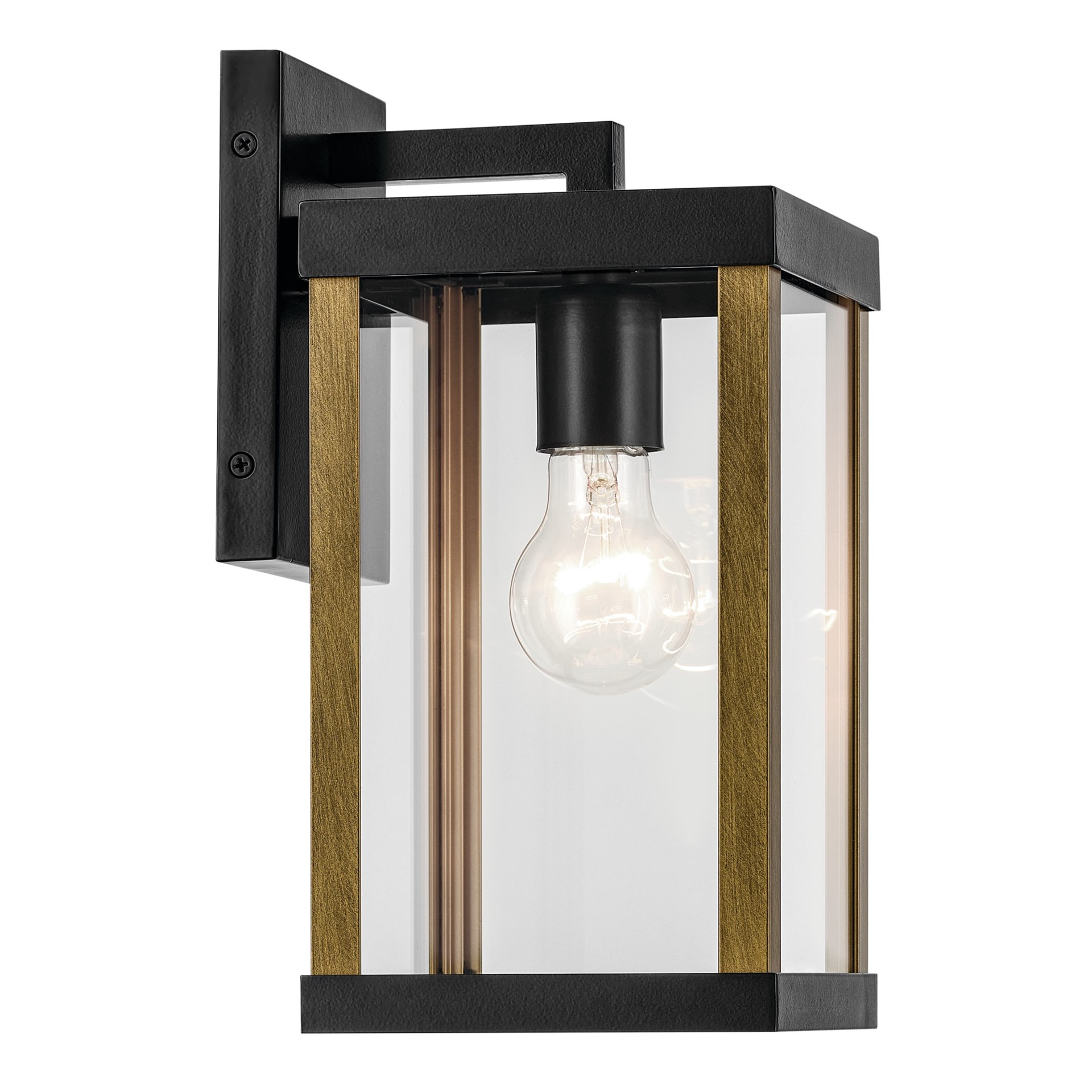 slide 6 of 6, allen + roth Coalmont 1 -Light 12-in H Black Hardwired Outdoor Wall Light, 1 ct