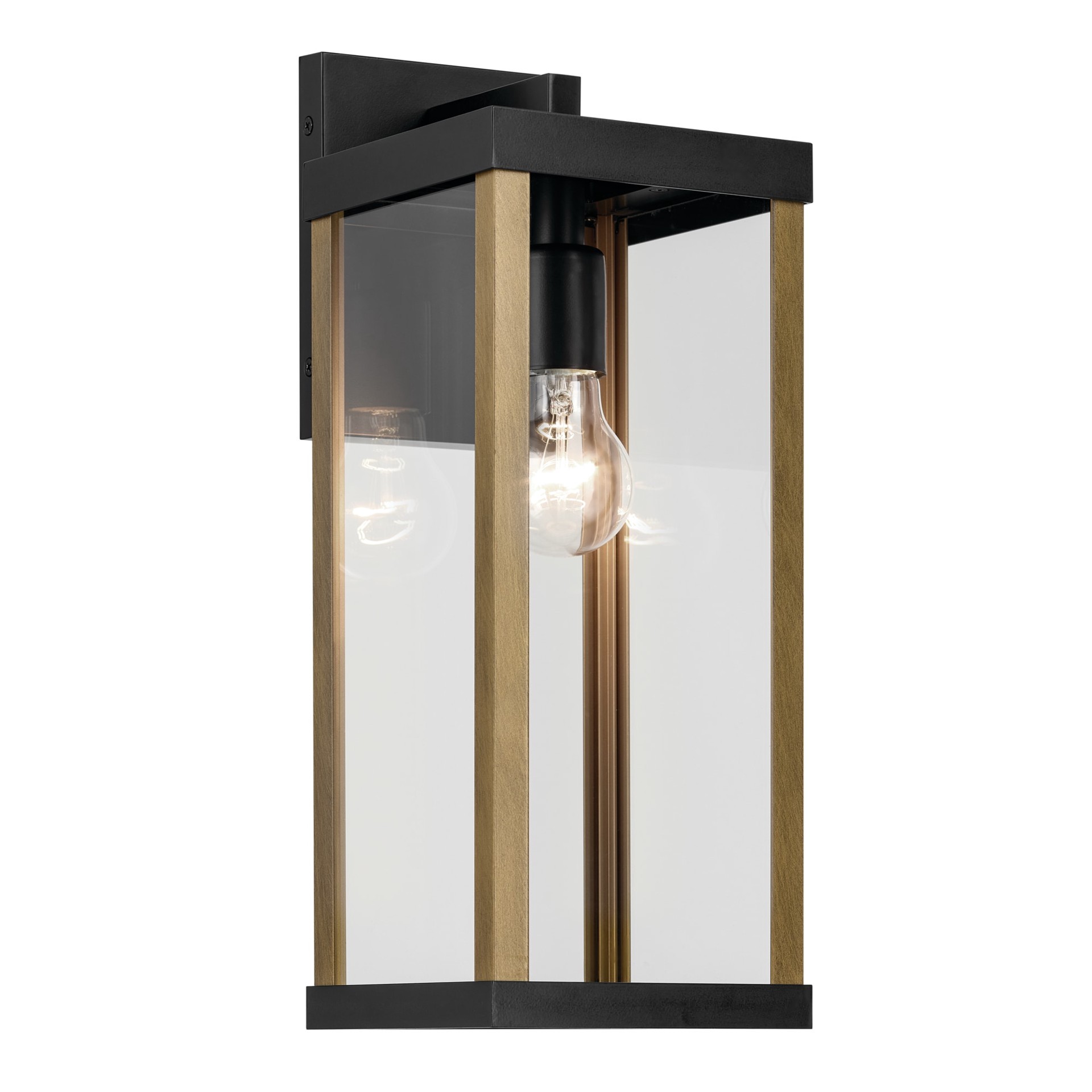 slide 3 of 6, allen + roth Coalmont 1 -Light 16-in H Black Hardwired Outdoor Wall Light, 1 ct