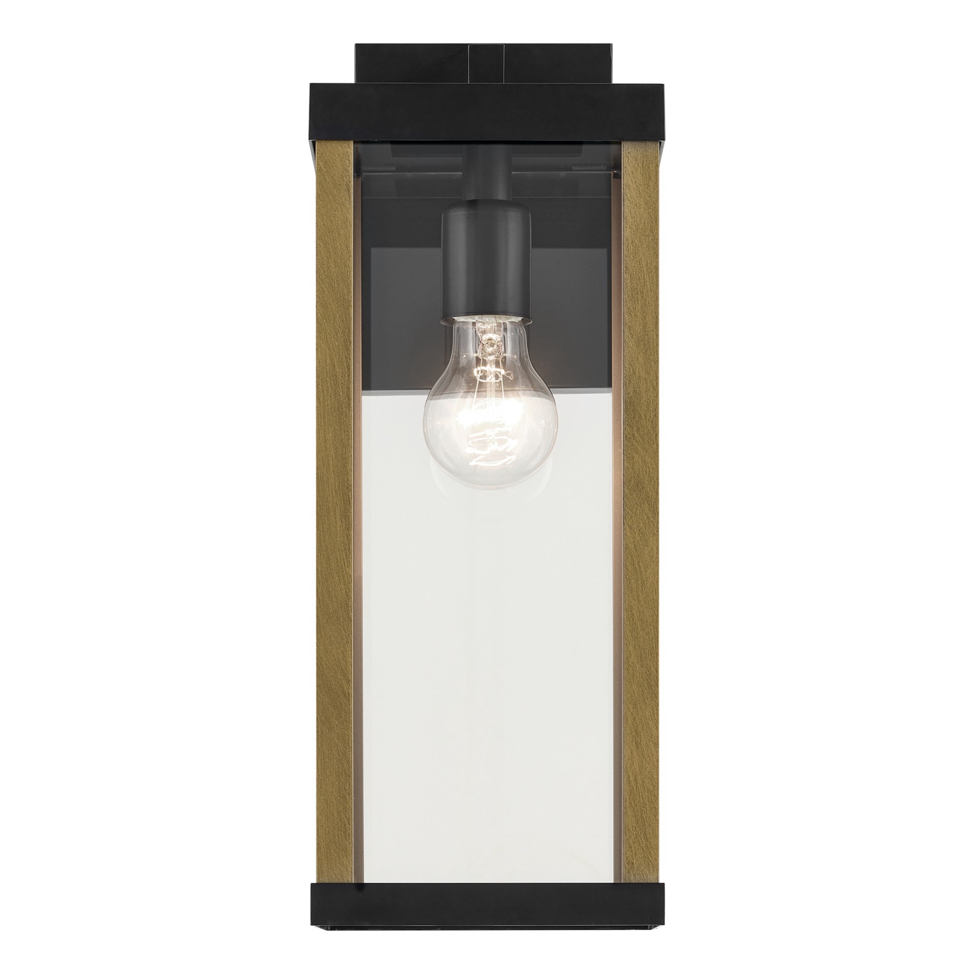 slide 5 of 6, allen + roth Coalmont 1 -Light 16-in H Black Hardwired Outdoor Wall Light, 1 ct