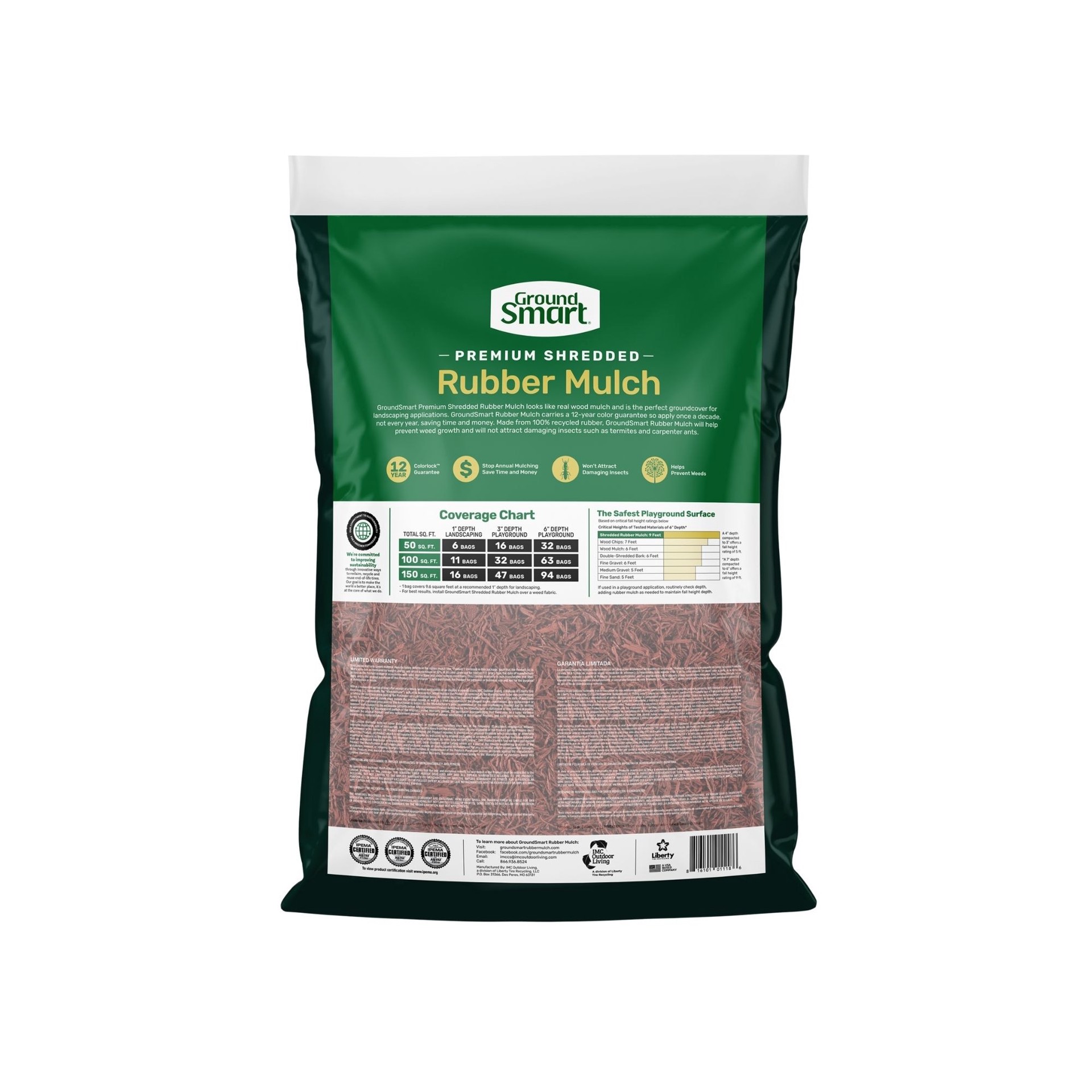 slide 4 of 6, GroundSmart Premium Shredded Rubber Mulch 0.8-cu ft Red Rubber Mulch, 1 ct