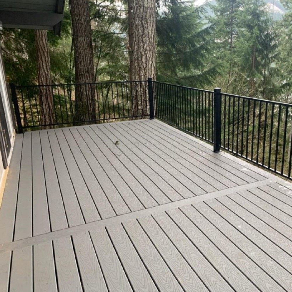 slide 4 of 5, CINCH 3-in x 3-in x 3-3/4-ft Satin Black Steel Deck Post, 1 ct