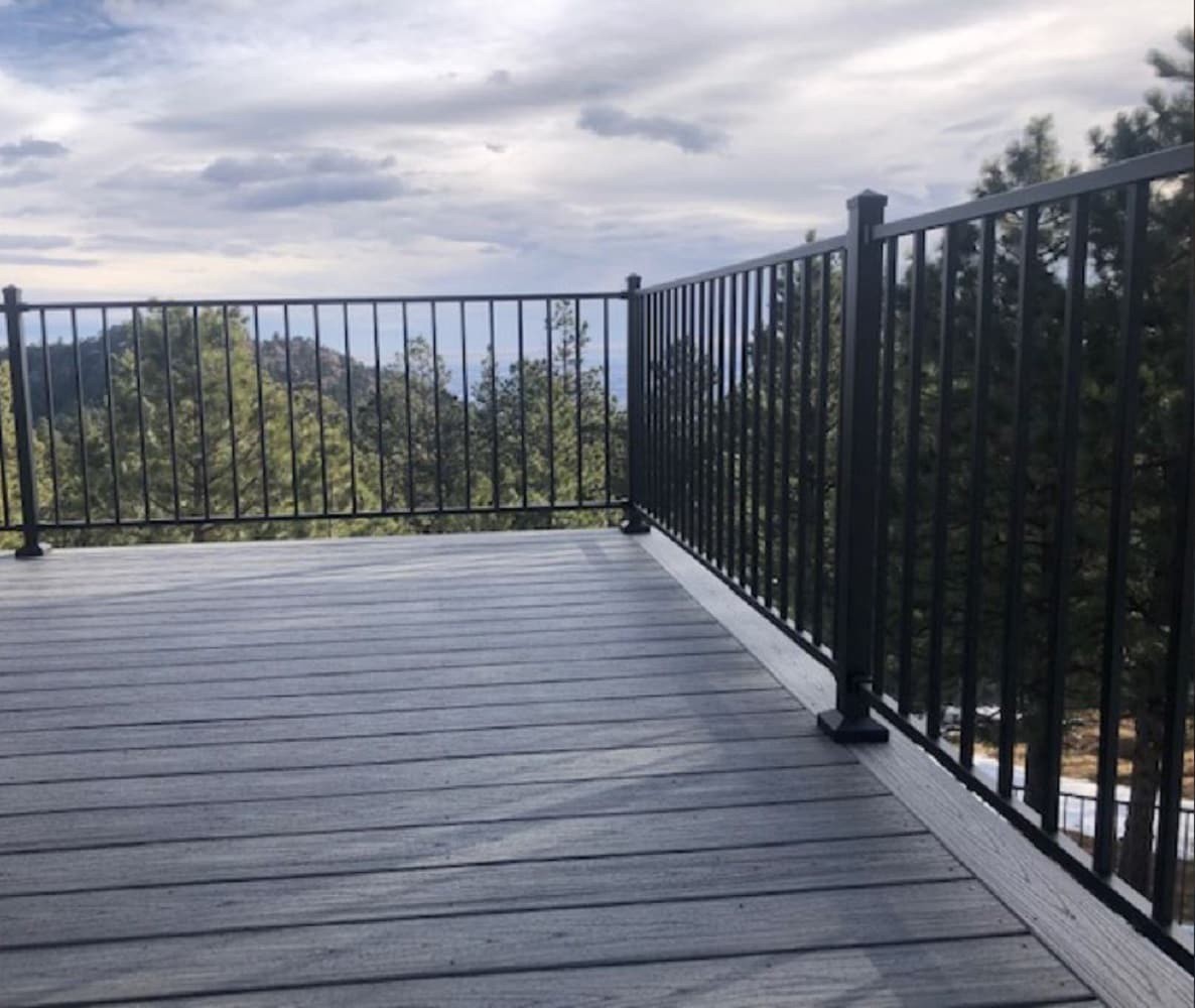 slide 2 of 4, CINCH 2-in x 2-in x 3-1/2-ft Satin Black Steel Deck End post, 1 ct