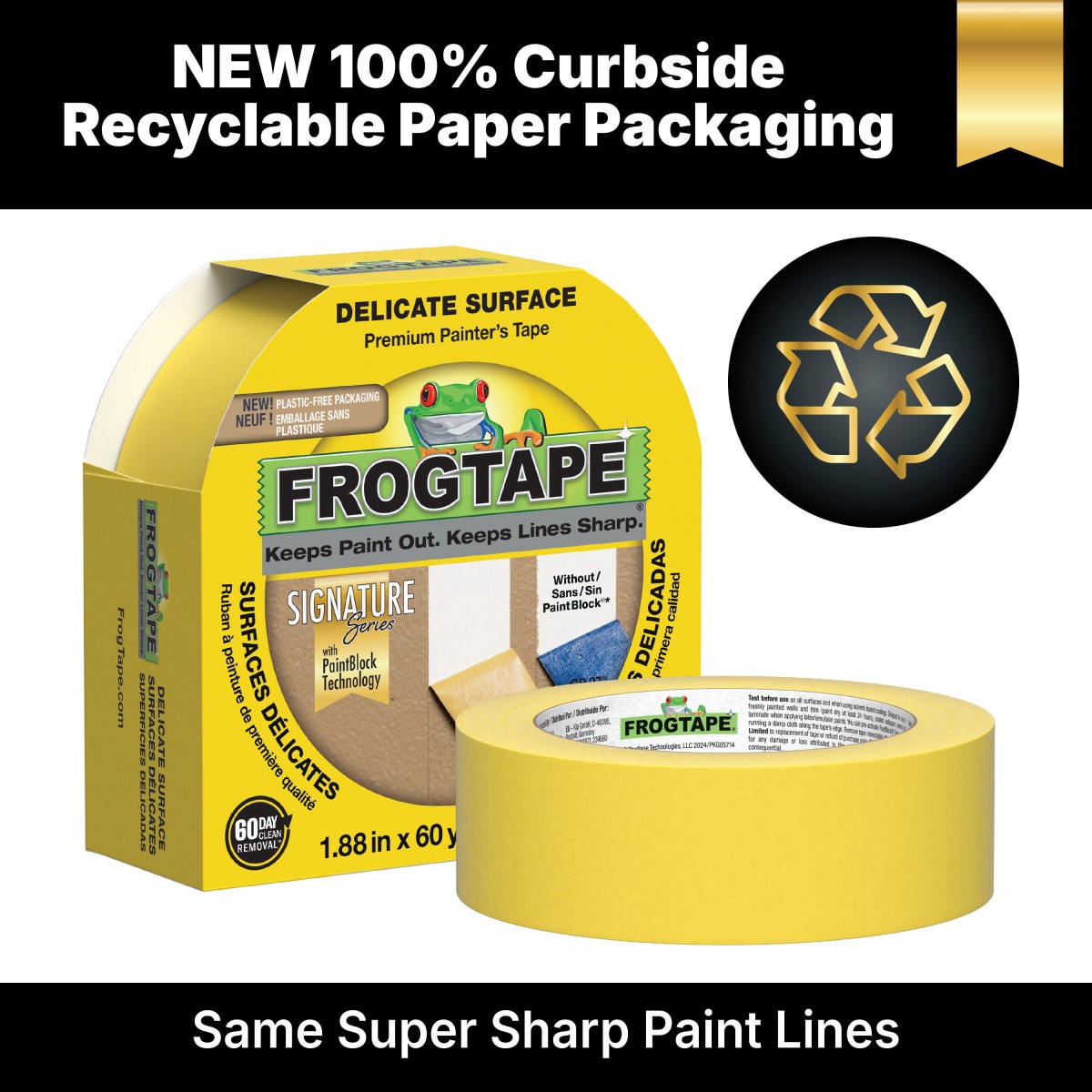slide 6 of 6, FrogTape Delicate Surface 1.88-in x 60 Yard(s) Painters Tape, 1 ct