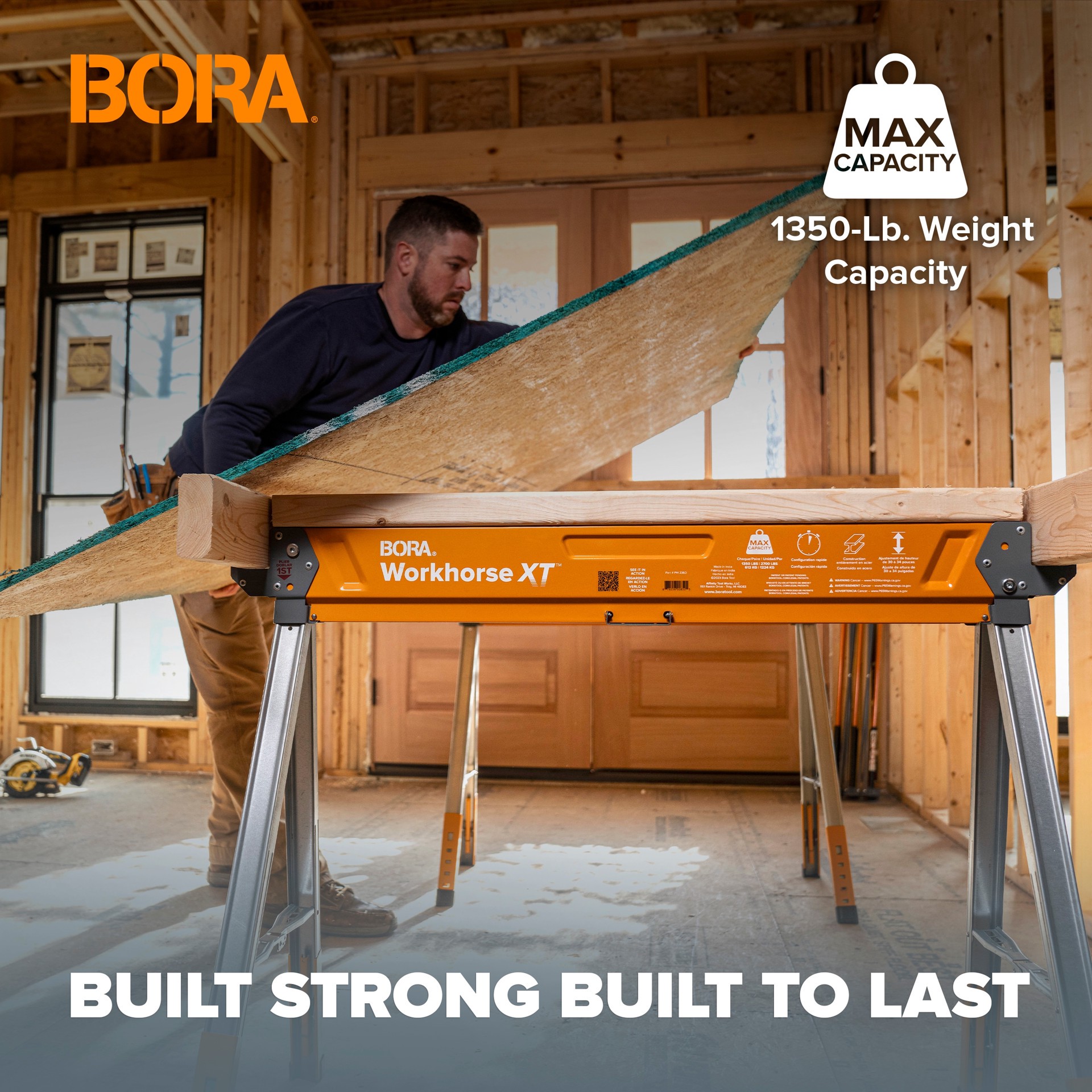 slide 4 of 6, BORA Workhorse XT 38-in W x 30-in H Adjustable Steel Saw Horse ( 1350-lb Capacity), 1 ct