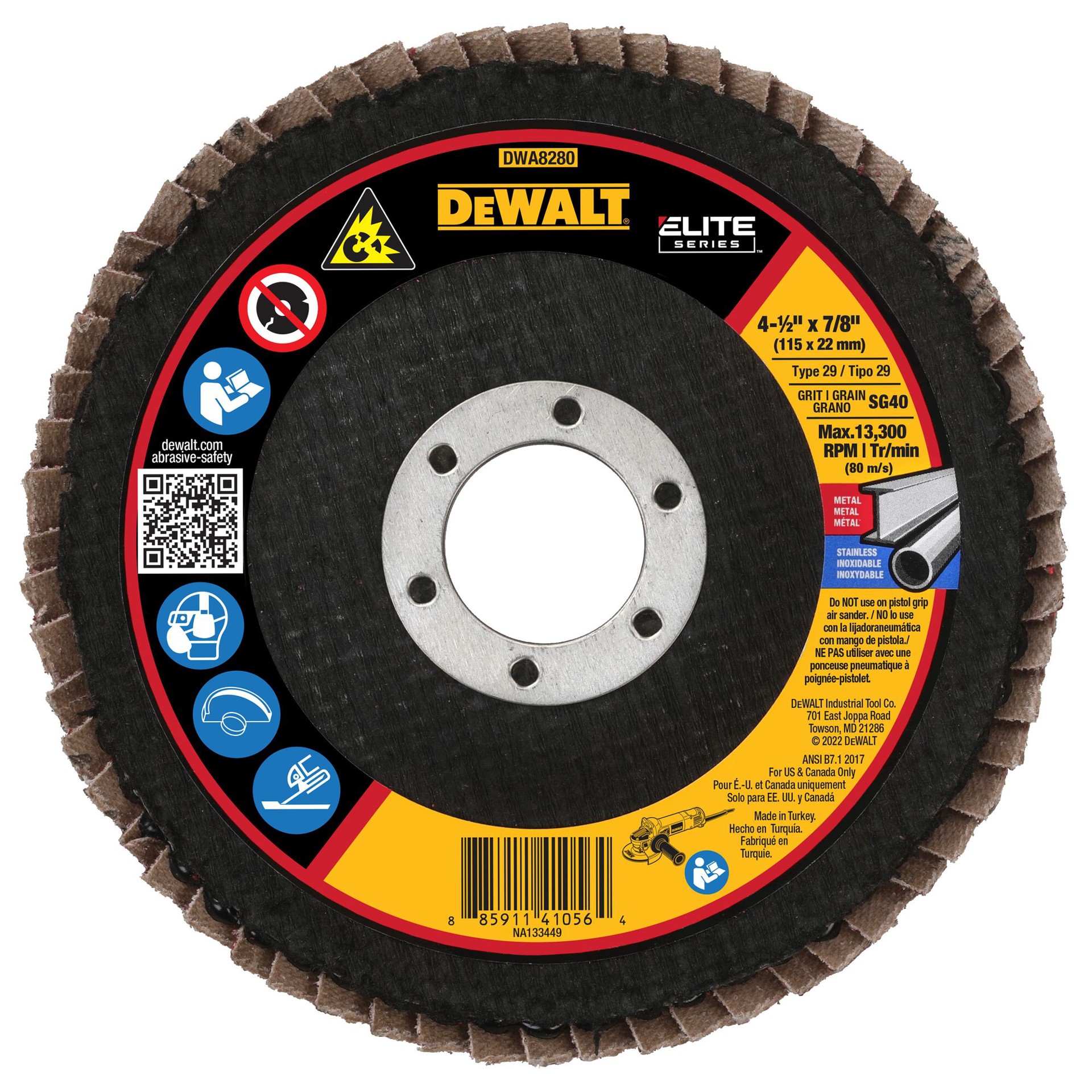 slide 1 of 6, DEWALT ELITE Flap Discs 4.5-in Ceramic 40-Grit Flap Disc, 1 ct