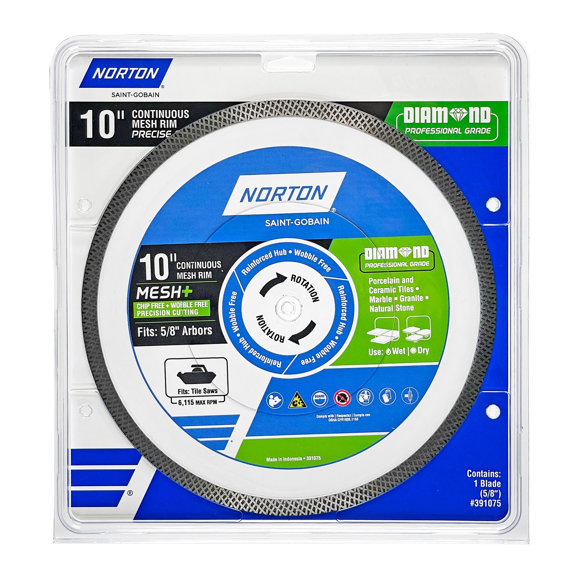 slide 1 of 5, Norton Diamond Professional Grade 10-in Wet/Dry Continuous Rim Diamond Saw Blade, 1 ct