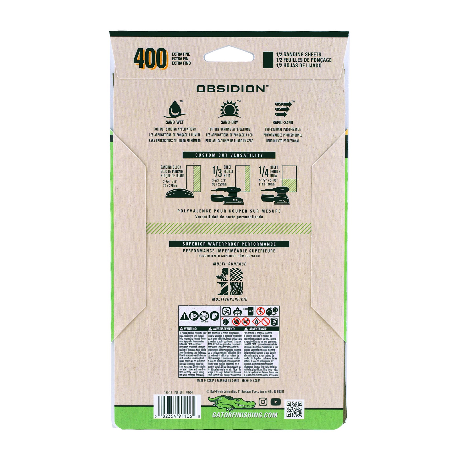 slide 3 of 6, Gator Obsidion 6 -Piece Silicon carbide 400 -Grit Sheet Sandpaper, 1 ct