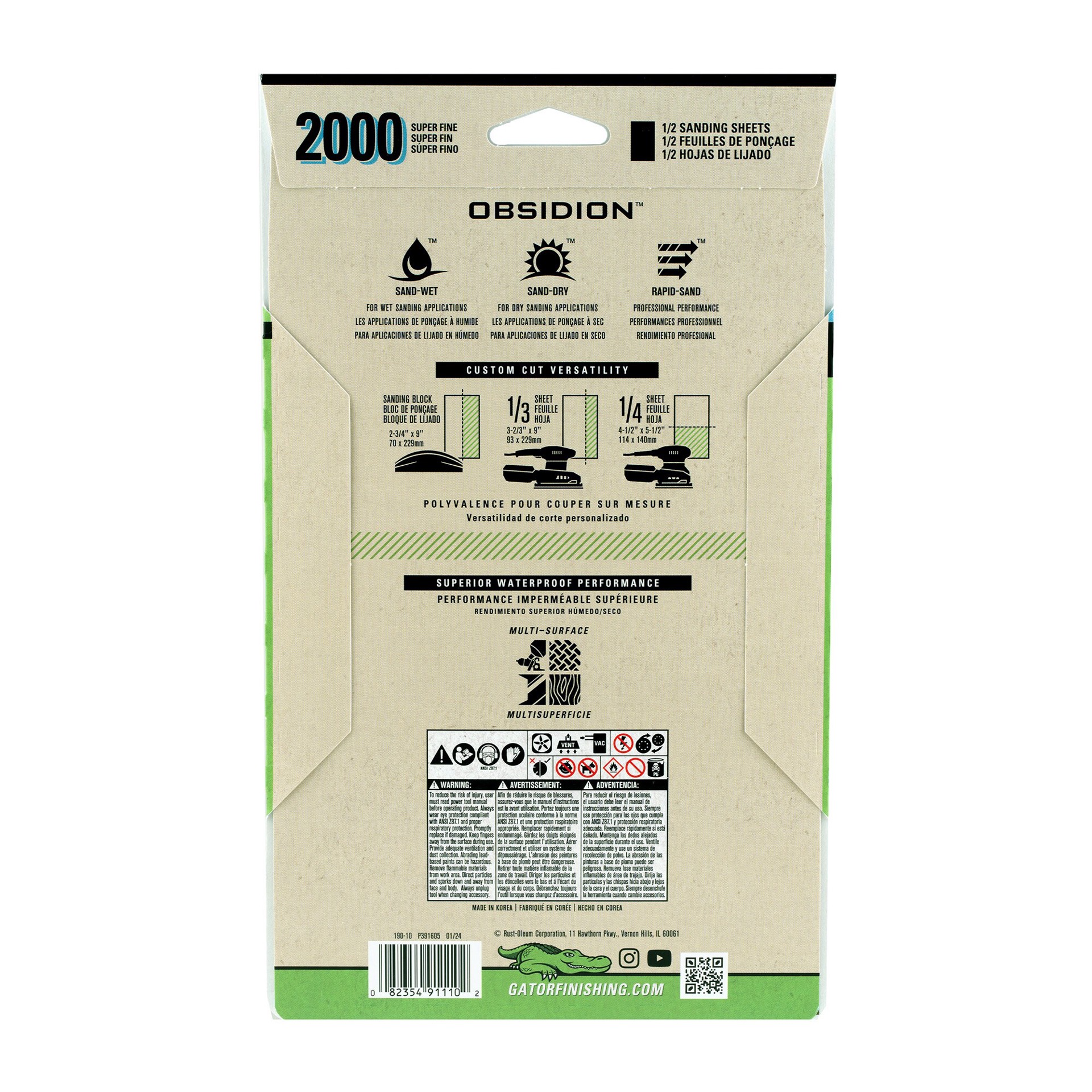 slide 3 of 6, Gator Obsidion 6 -Piece Silicon carbide 2000 -Grit Sheet Sandpaper, 1 ct