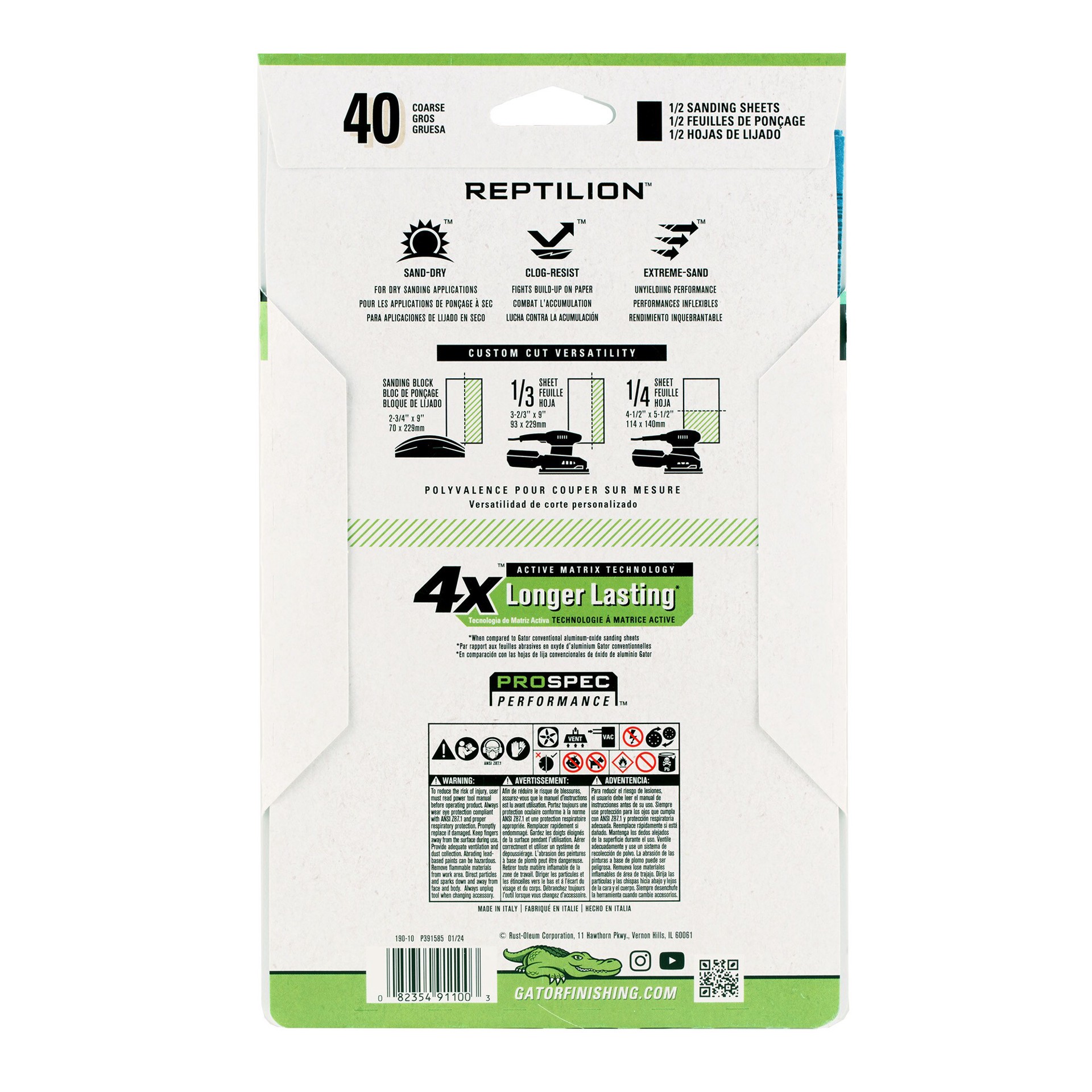 slide 3 of 5, Gator Reptilion 5 -Piece Ceramic alumina 60 -Grit Sheet Sandpaper, 1 ct