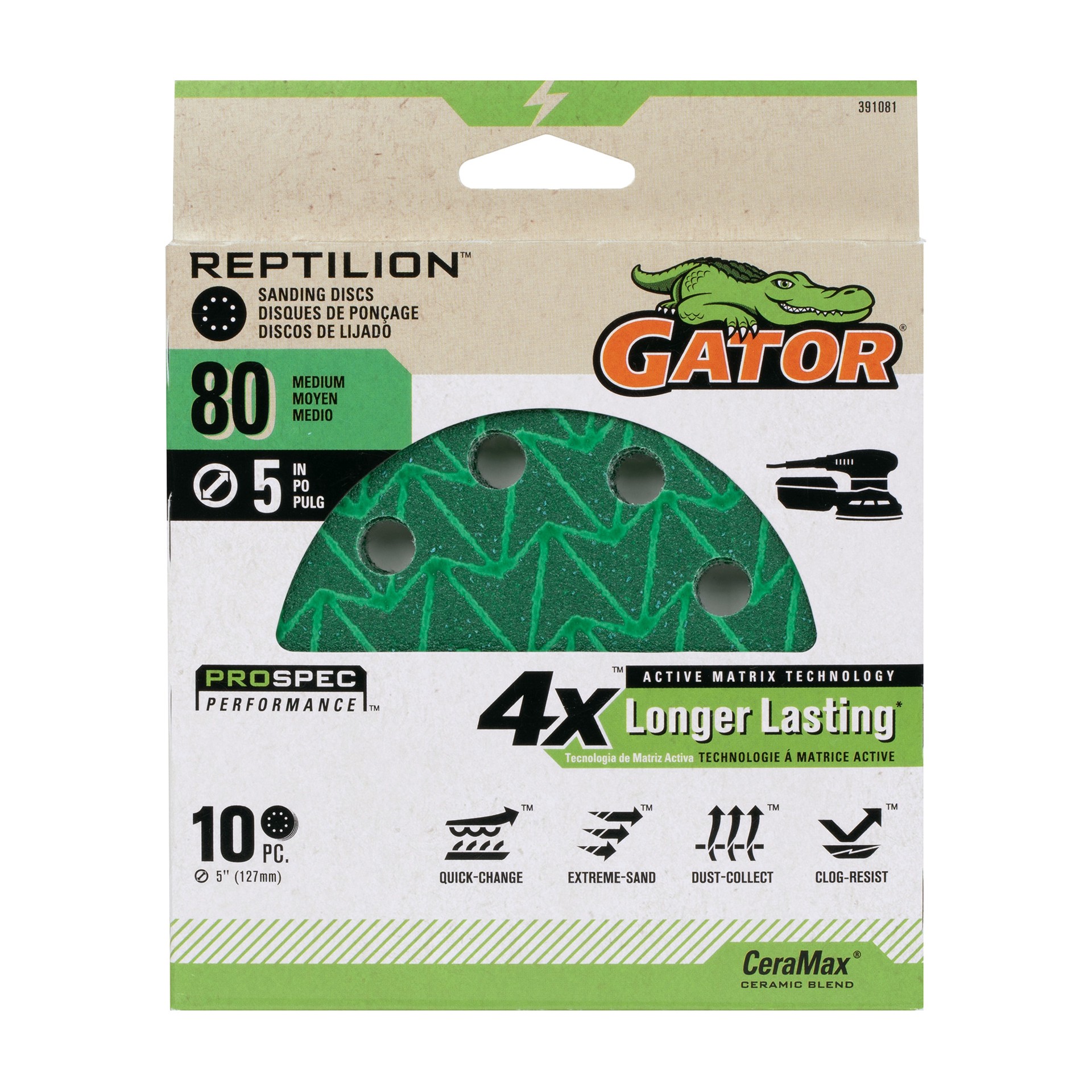 slide 1 of 4, Gator Reptilion 10 -Piece Ceramic alumina 80 -Grit Disc Sandpaper, 1 ct