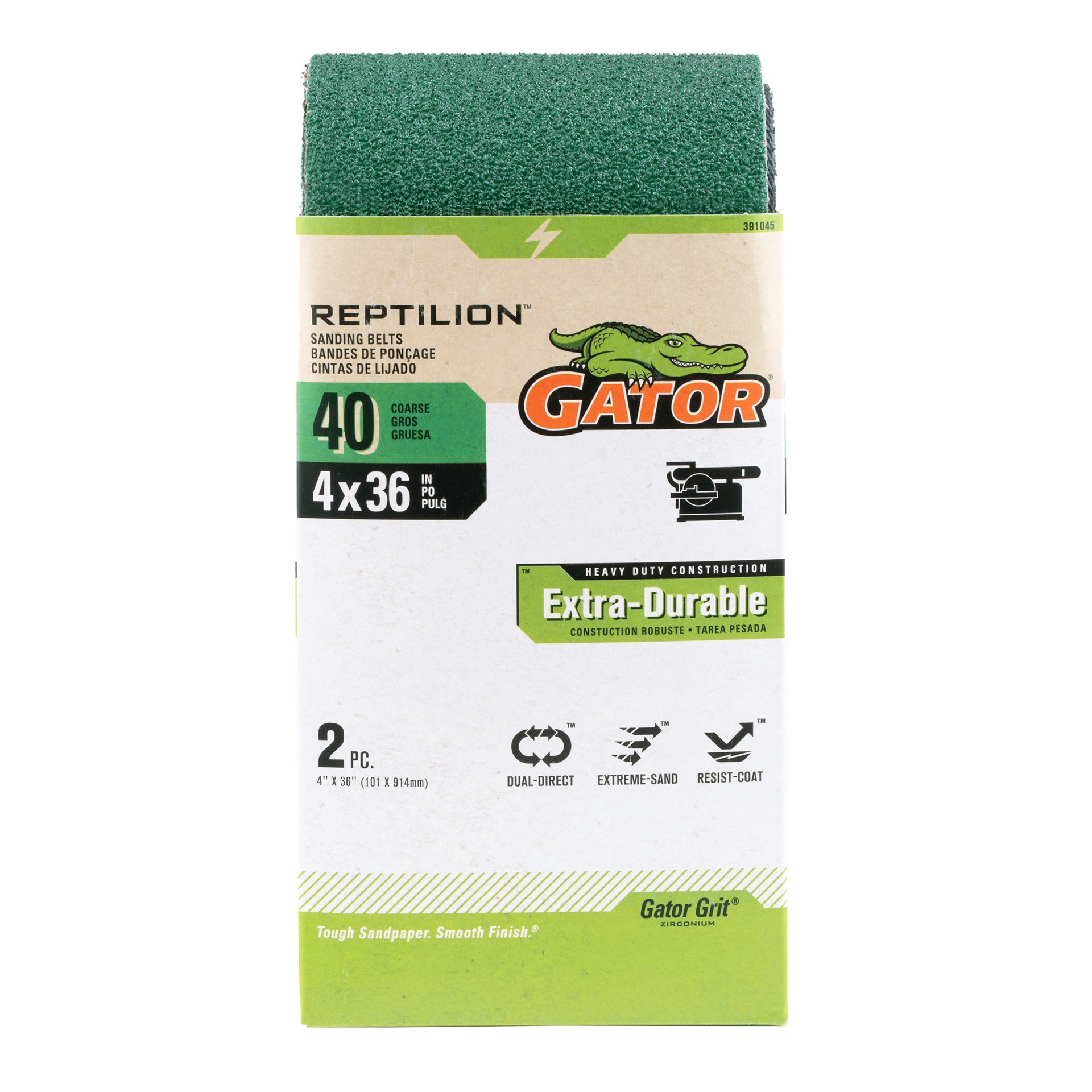 slide 1 of 6, Gator Reptilion 2 -Piece Zirconia alumina 40 -Grit Belt Sandpaper, 1 ct