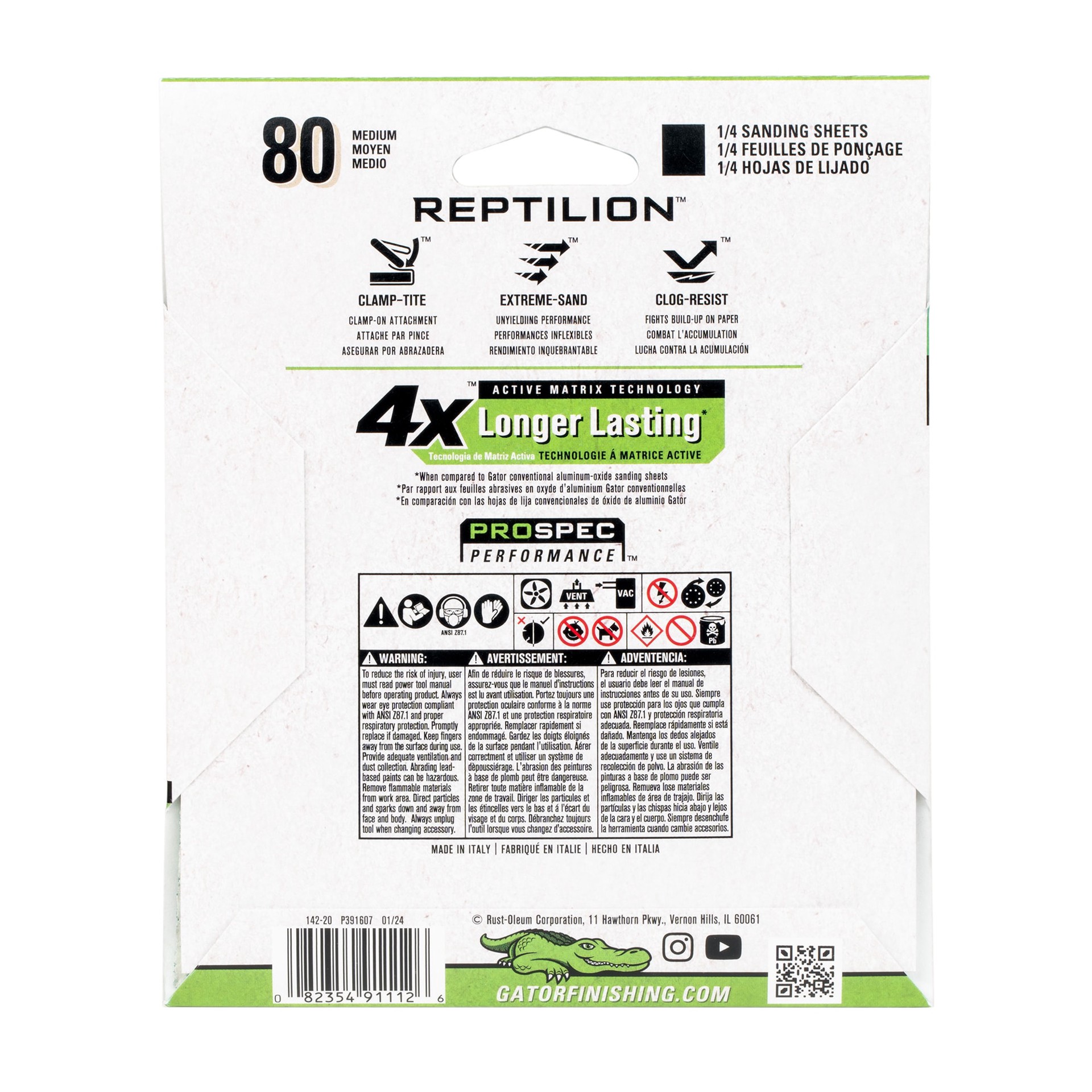 slide 3 of 6, Gator Reptilion 8 -Piece Ceramic alumina 80 -Grit Sheet Sandpaper, 1 ct