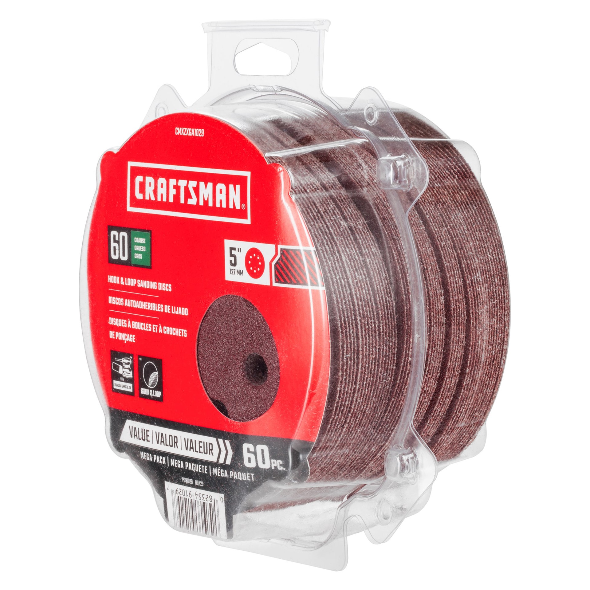 slide 6 of 6, CRAFTSMAN Craftsman 60 -Piece Aluminum oxide 60 -Grit Disc Sandpaper, 1 ct