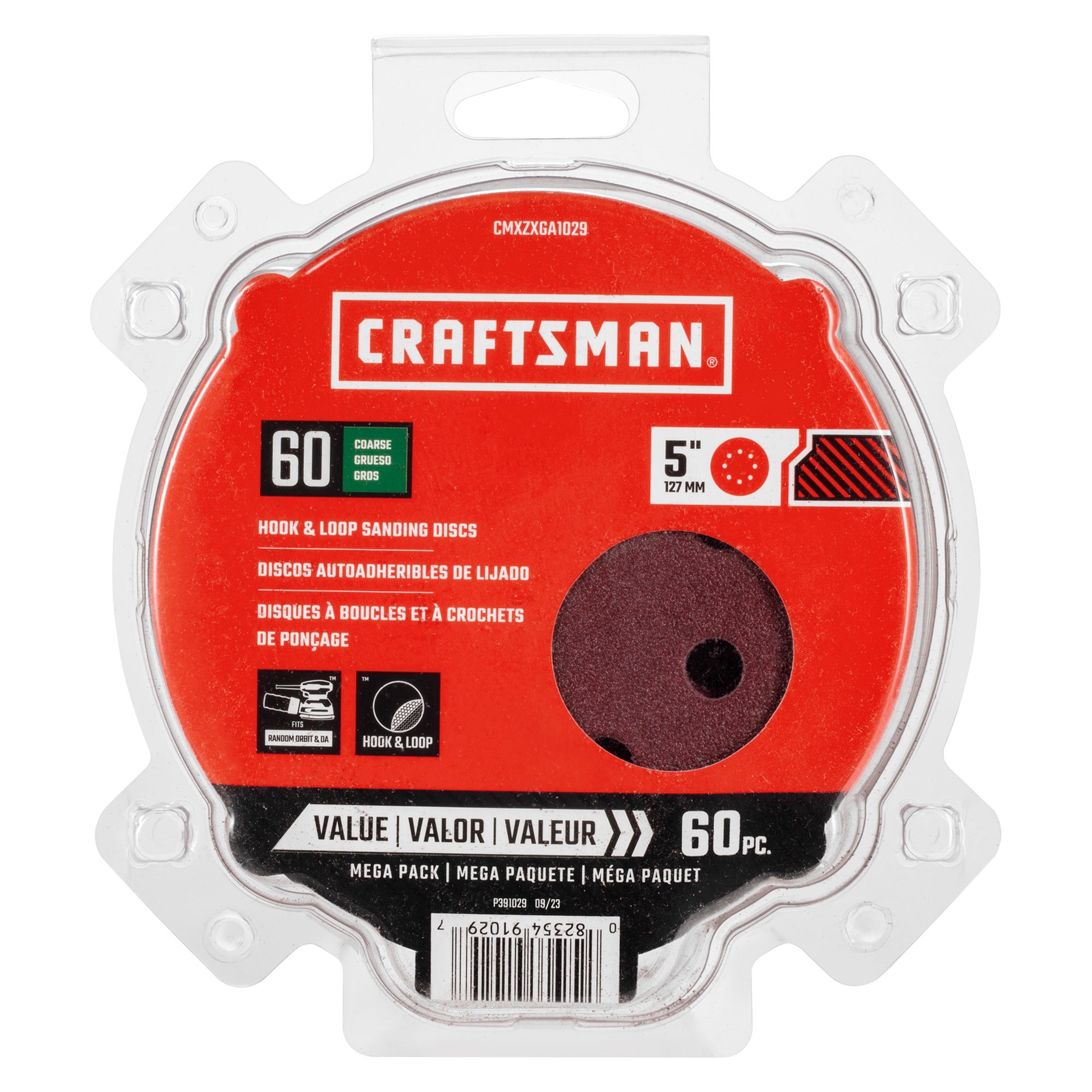 slide 1 of 6, CRAFTSMAN Craftsman 60 -Piece Aluminum oxide 60 -Grit Disc Sandpaper, 1 ct