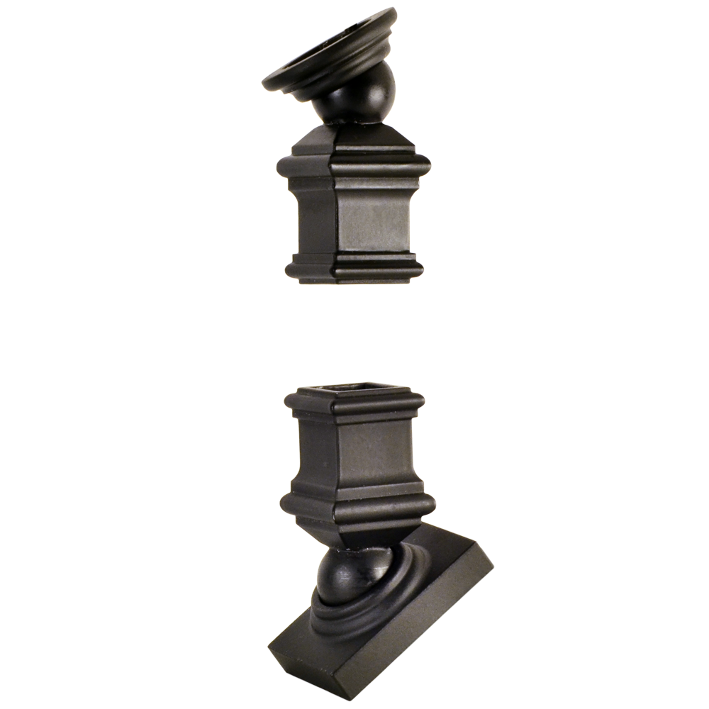 slide 1 of 4, L.J. Smith Stair Systems 1.5-in x 4.69-in Satin Black Wrought iron Universal Stair Baluster Kneewall kit, 1 ct