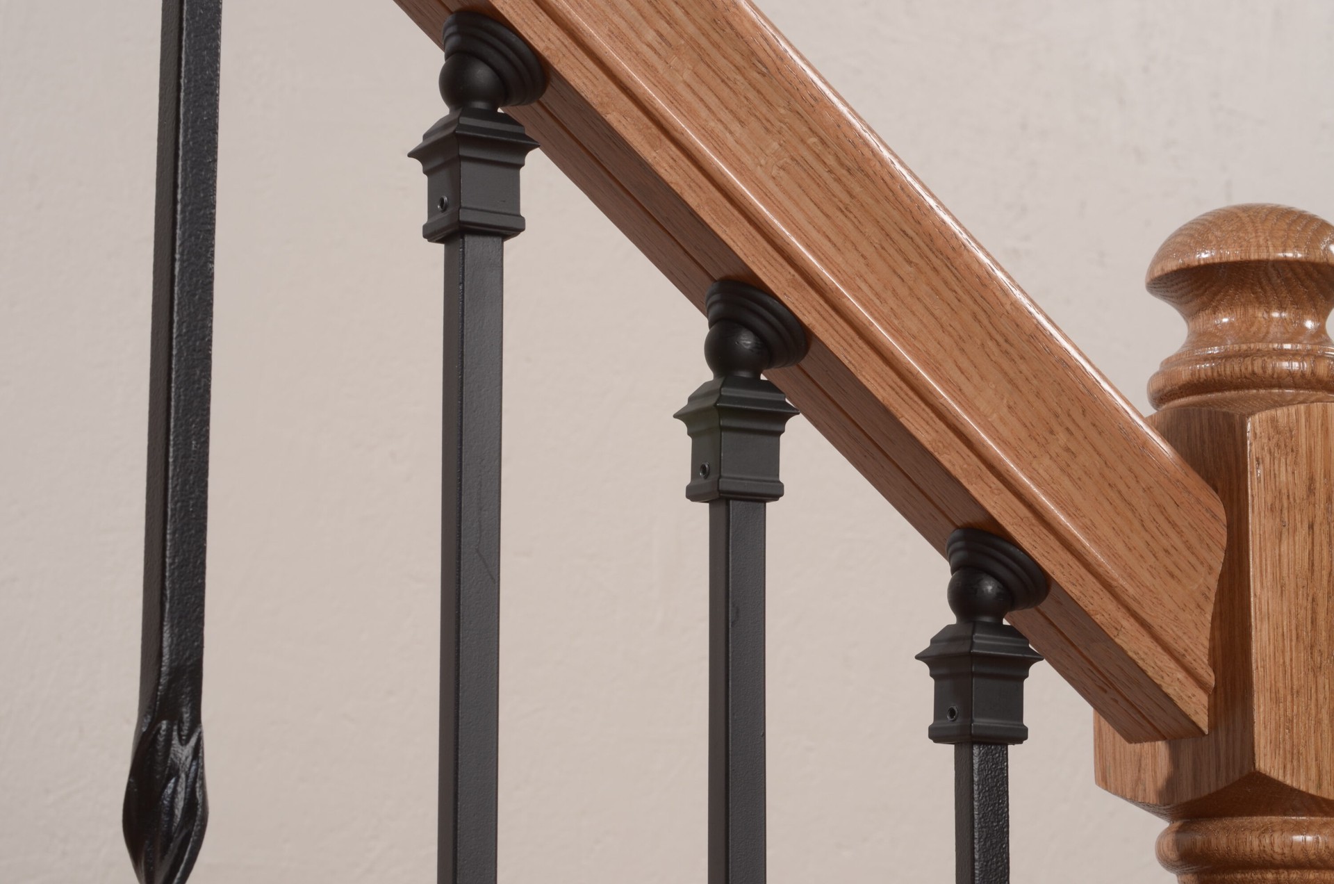slide 3 of 4, L.J. Smith Stair Systems 1.5-in x 4.69-in Matte Black Wrought iron Universal Stair Baluster Installation hardware, 1 ct
