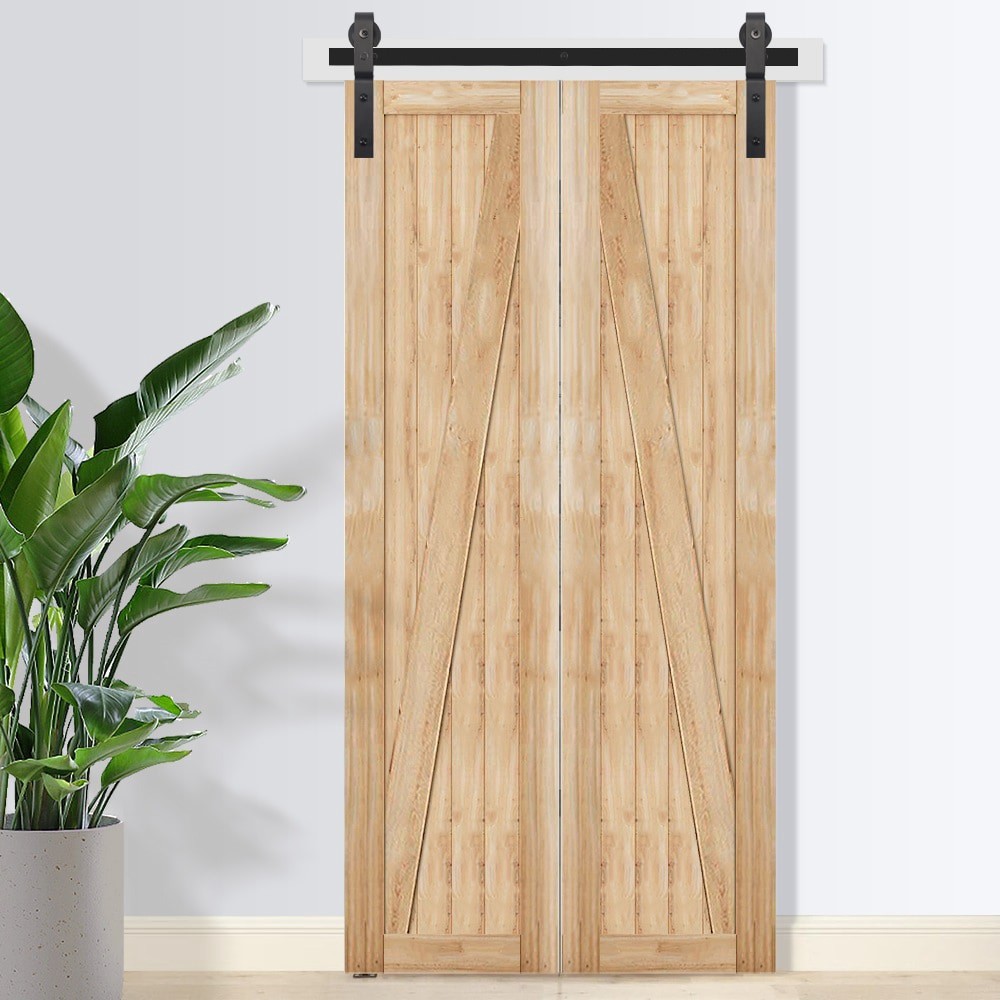 slide 2 of 6, RELIABILT 39-in Matte Matte Black Indoor J-strap Single bifold Barn door hardware kit, 1 ct