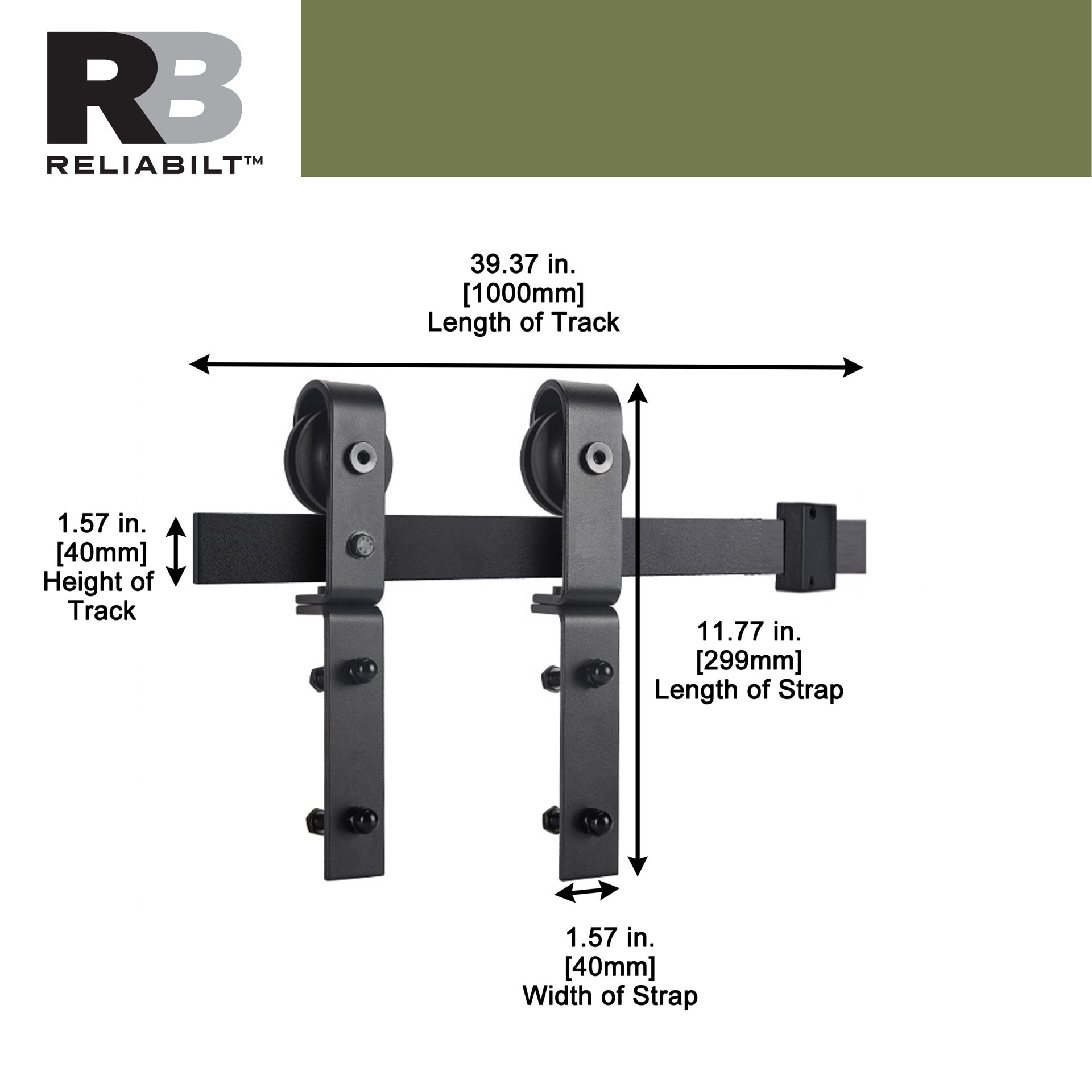 slide 3 of 6, RELIABILT 39-in Matte Matte Black Indoor J-strap Single bifold Barn door hardware kit, 1 ct