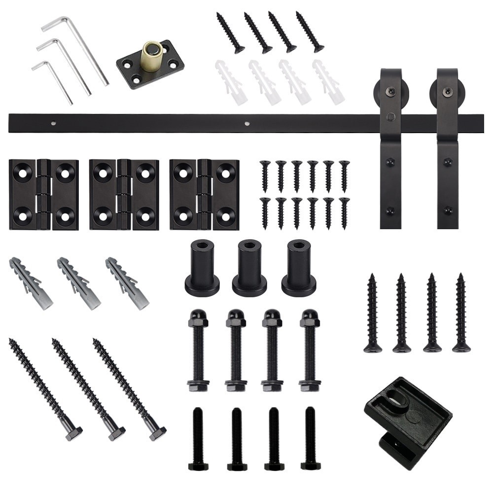 slide 1 of 6, RELIABILT 39-in Matte Matte Black Indoor J-strap Single bifold Barn door hardware kit, 1 ct