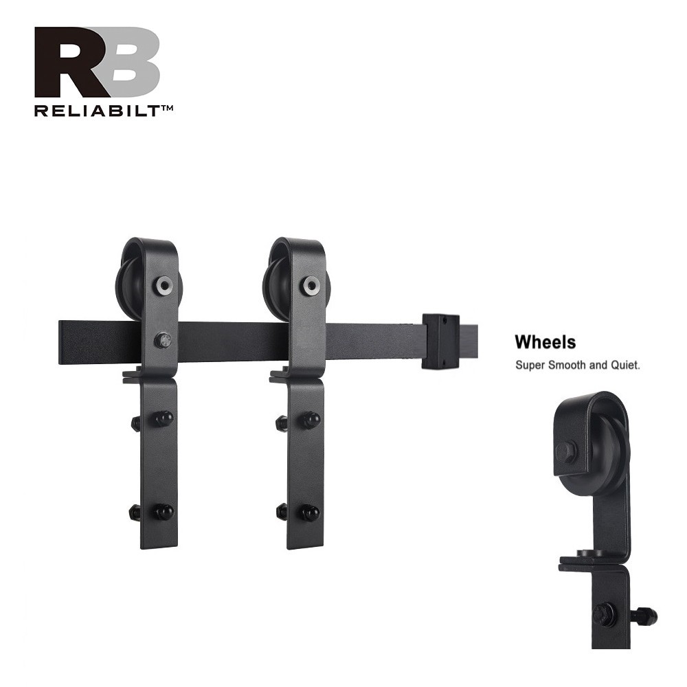 slide 4 of 6, RELIABILT 39-in Matte Matte Black Indoor J-strap Single bifold Barn door hardware kit, 1 ct