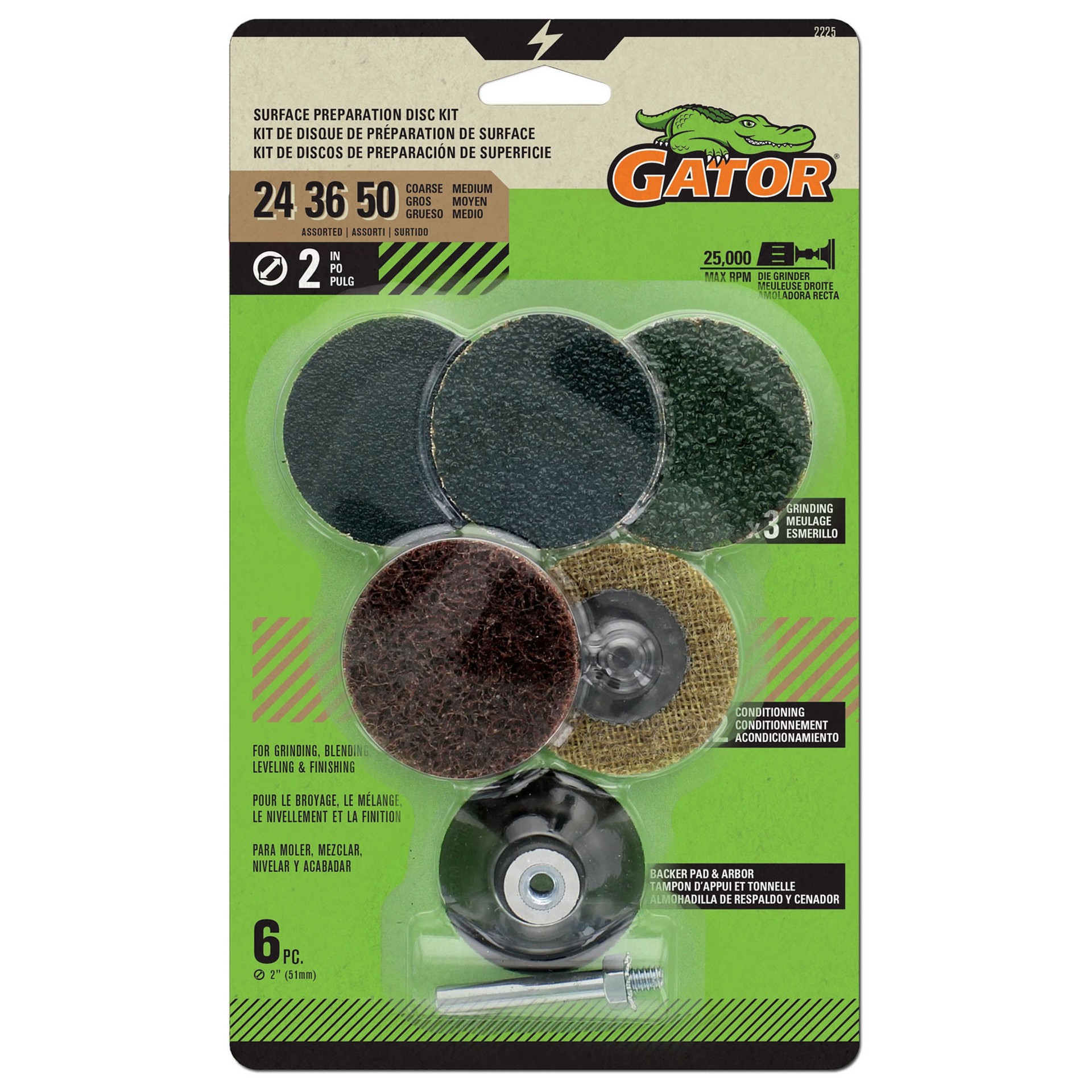 slide 1 of 6, Gator 6 -Pack 2-in Zirconia Multi-grade pack -Grit Grinding wheel, 1 ct