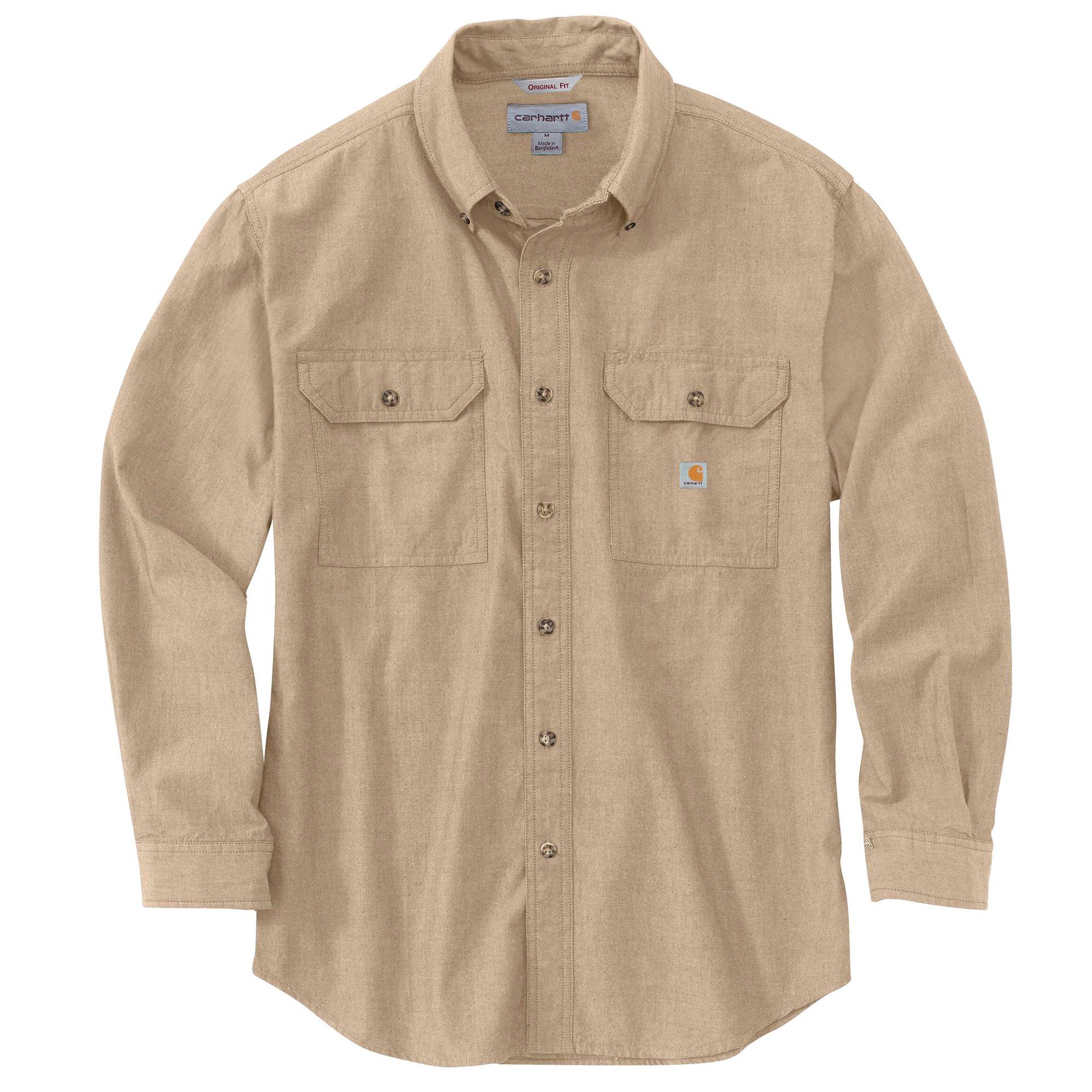 slide 2 of 4, Carhartt Men's Brown Medium weight Chambray Long sleeve Solid Button-down shirt ( Medium ), 1 ct