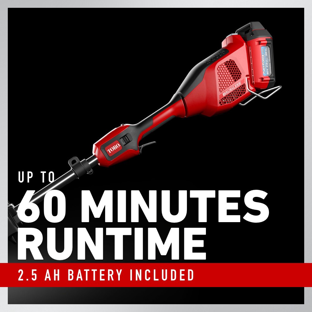 slide 3 of 6, Toro Flex-Force 60-volt max 16-in Straight Shaft Attachment Capable Battery String Trimmer 2.5 Ah (Battery Included) (Charger Included), 1 ct