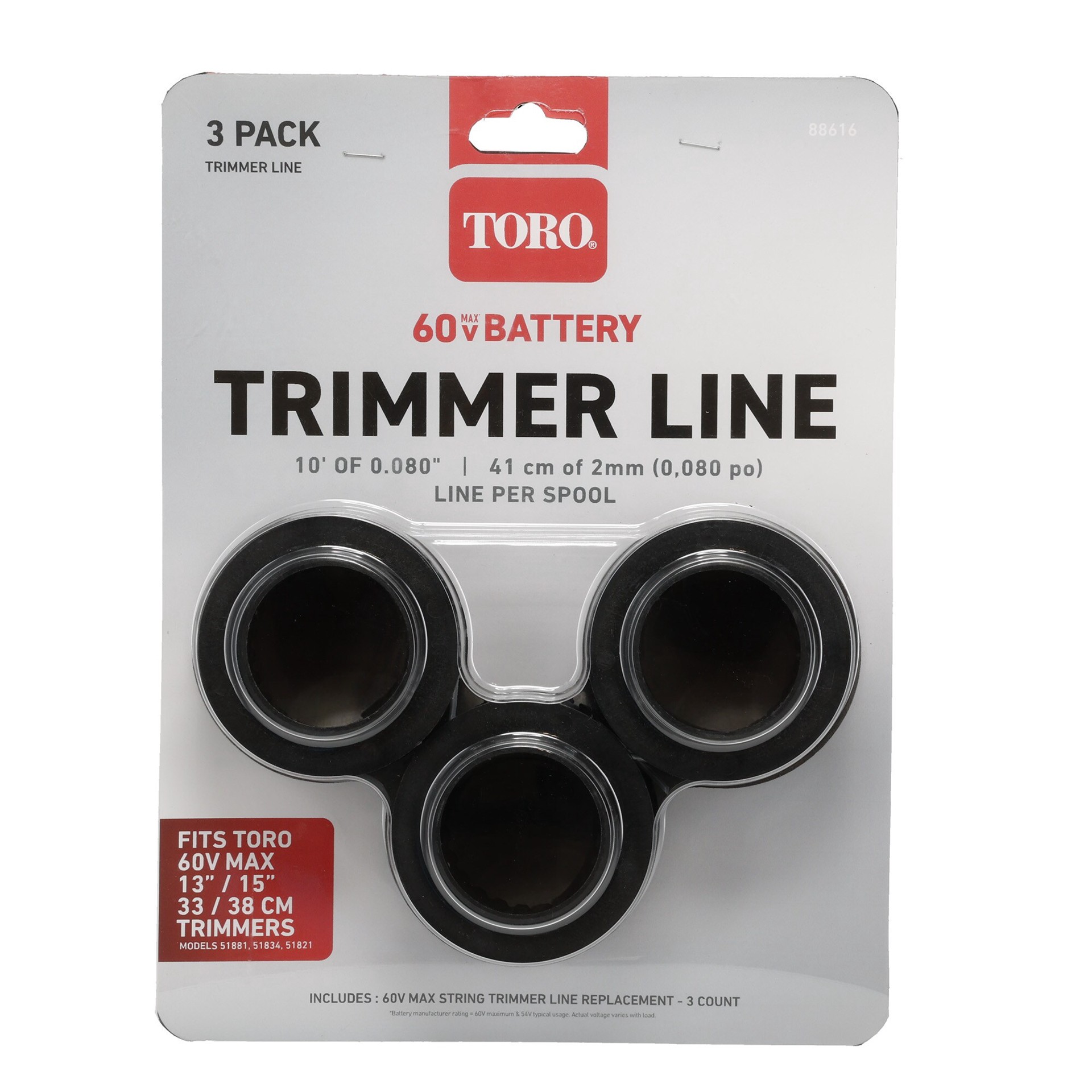 slide 3 of 4, Toro 3 -Pack 0.080-in x 30-ft Spooled Trimmer Line, 1 ct