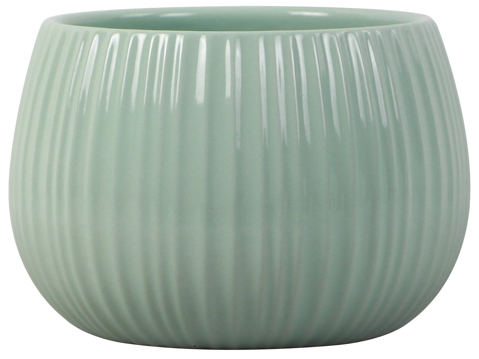 slide 1 of 6, allen + roth Round 8.0-in W x 8.0-in L Green Ceramic Indoor Planter, 1 ct