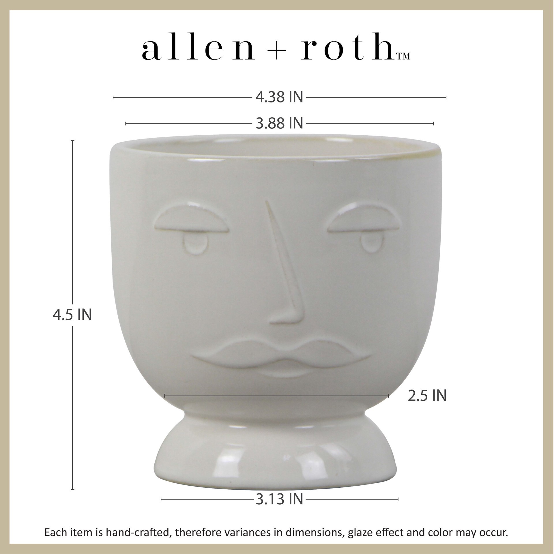 slide 6 of 6, allen + roth Round 4.41-in W x 4.41-in L White Ceramic Indoor Planter, 1 ct