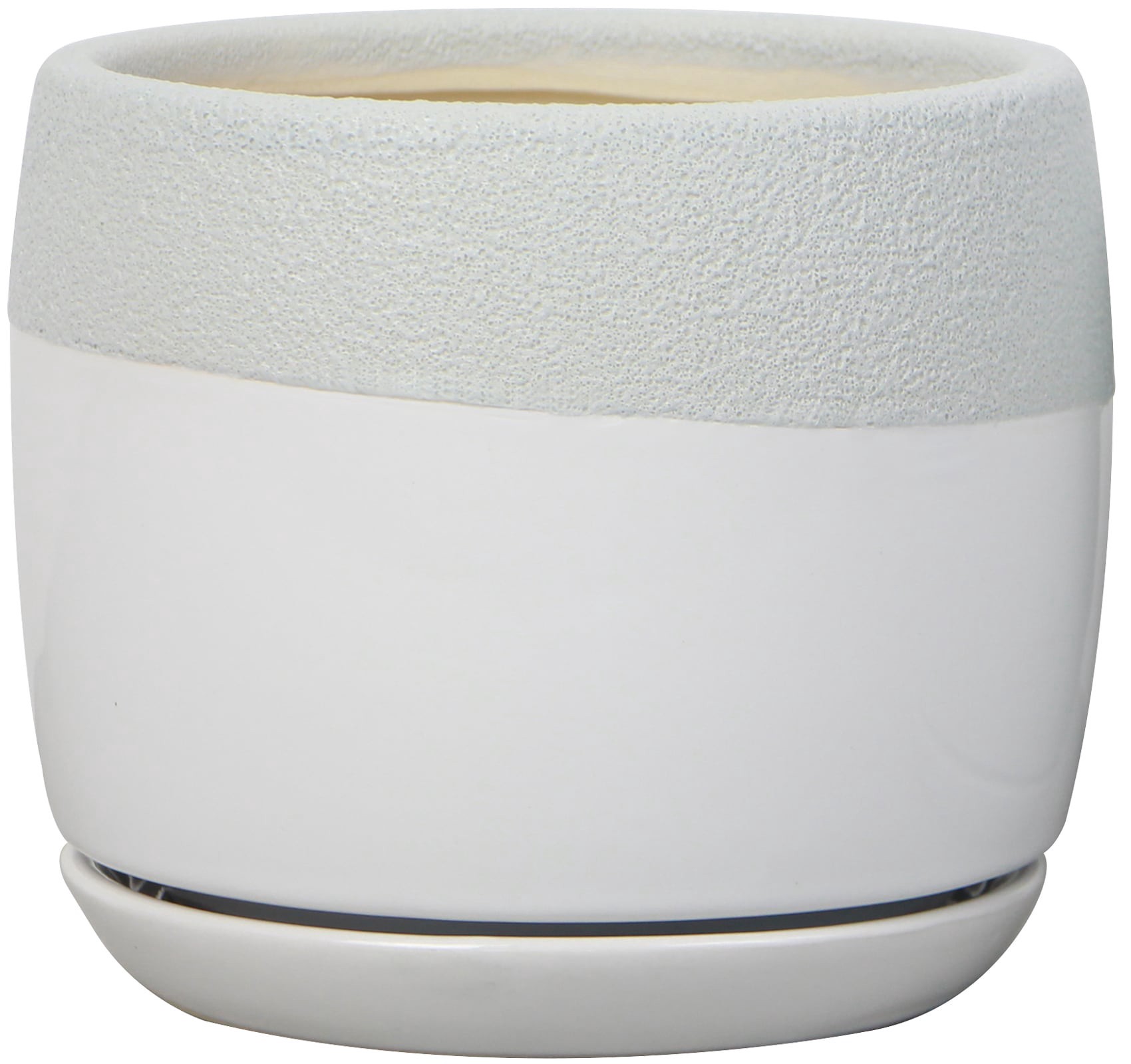 slide 1 of 6, allen + roth Round 6.02-in W x 6.02-in L Gray Ceramic Indoor Planter, 1 ct